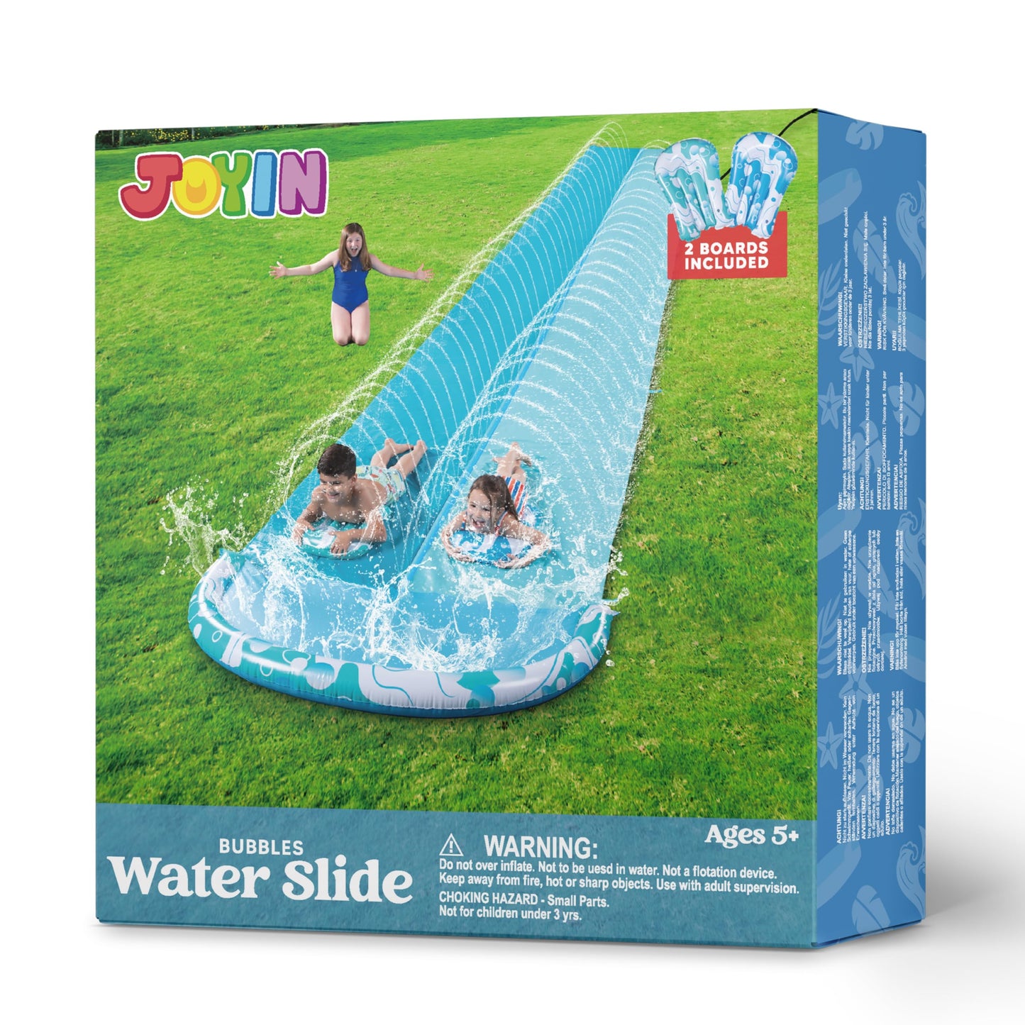 JOYIN 22.5ft Water Slide with Sprinkler & 2 Inflatable Boards – Extra-Long Backyard Fun