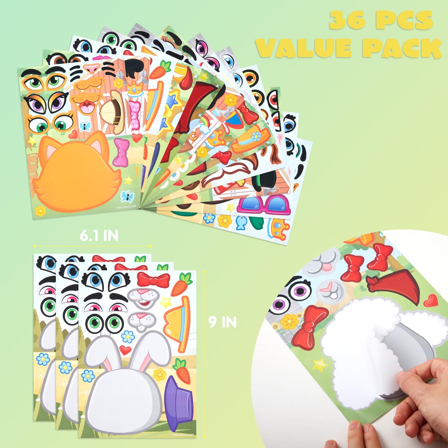 JOYIN 36 Pcs Farm Animals Make-a-Face Stickers – Mix & Match Party Decor & Kids Crafts