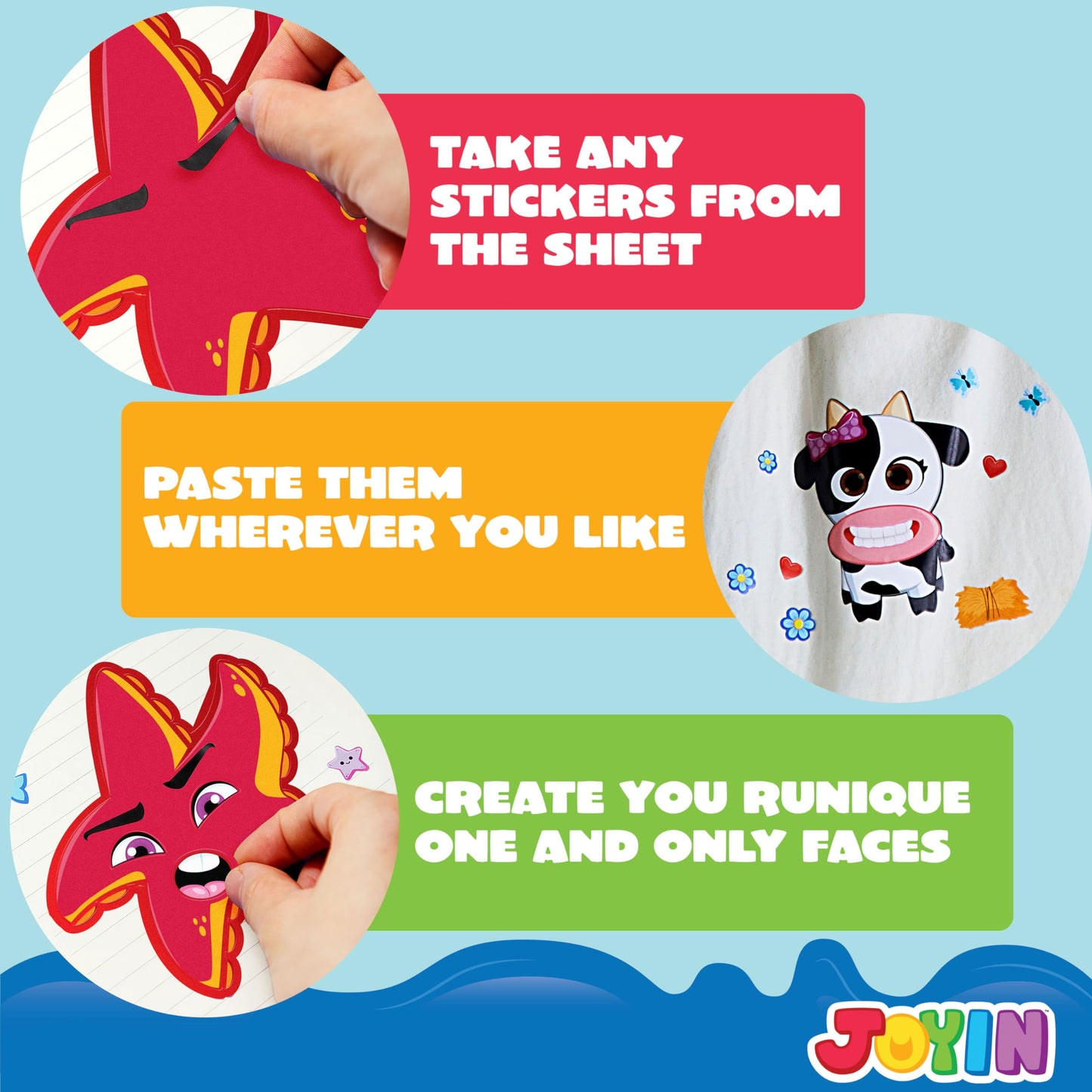 JOYIN Make a Face Stickers for Kids - 24 Sheets 9x6 | Unicorn, Dinosaur, Sea & Safari Animals | Party Favors & Classroom Activities