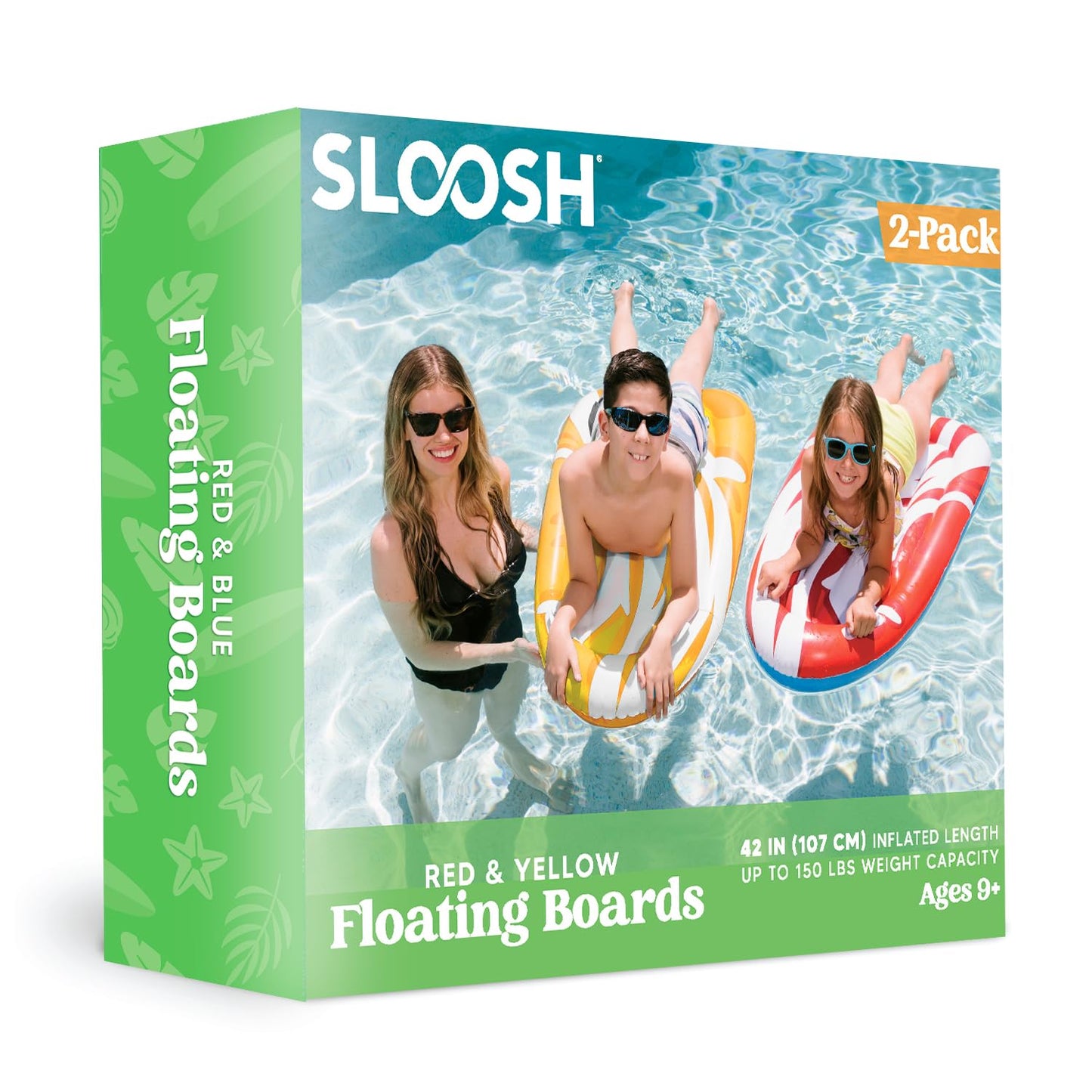 JOYIN 2-Pack Inflatable Body Boards for Pool - Red and Yellow Learn-to-Swim