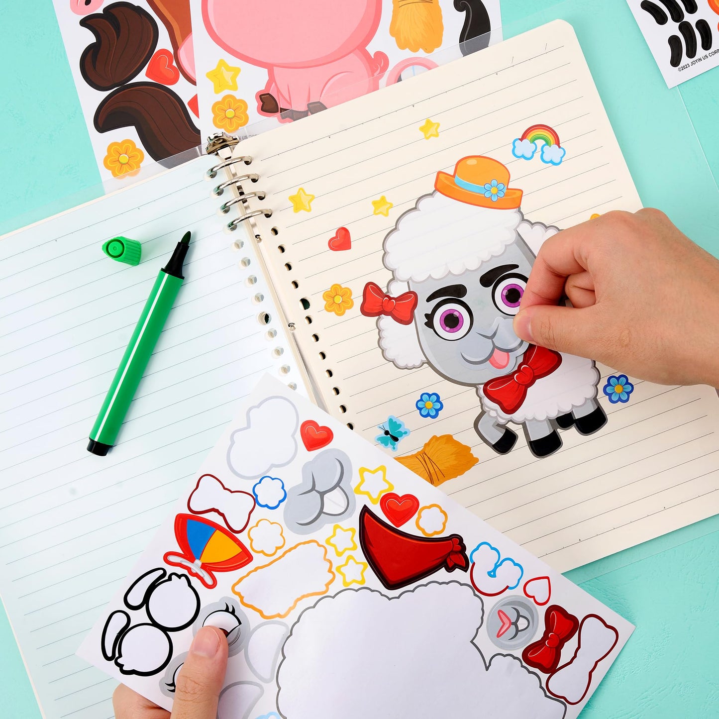 JOYIN 24-Pack Make a Face Farm Animal Stickers – 9x6 Inches for Kids, Party Favors & Crafts