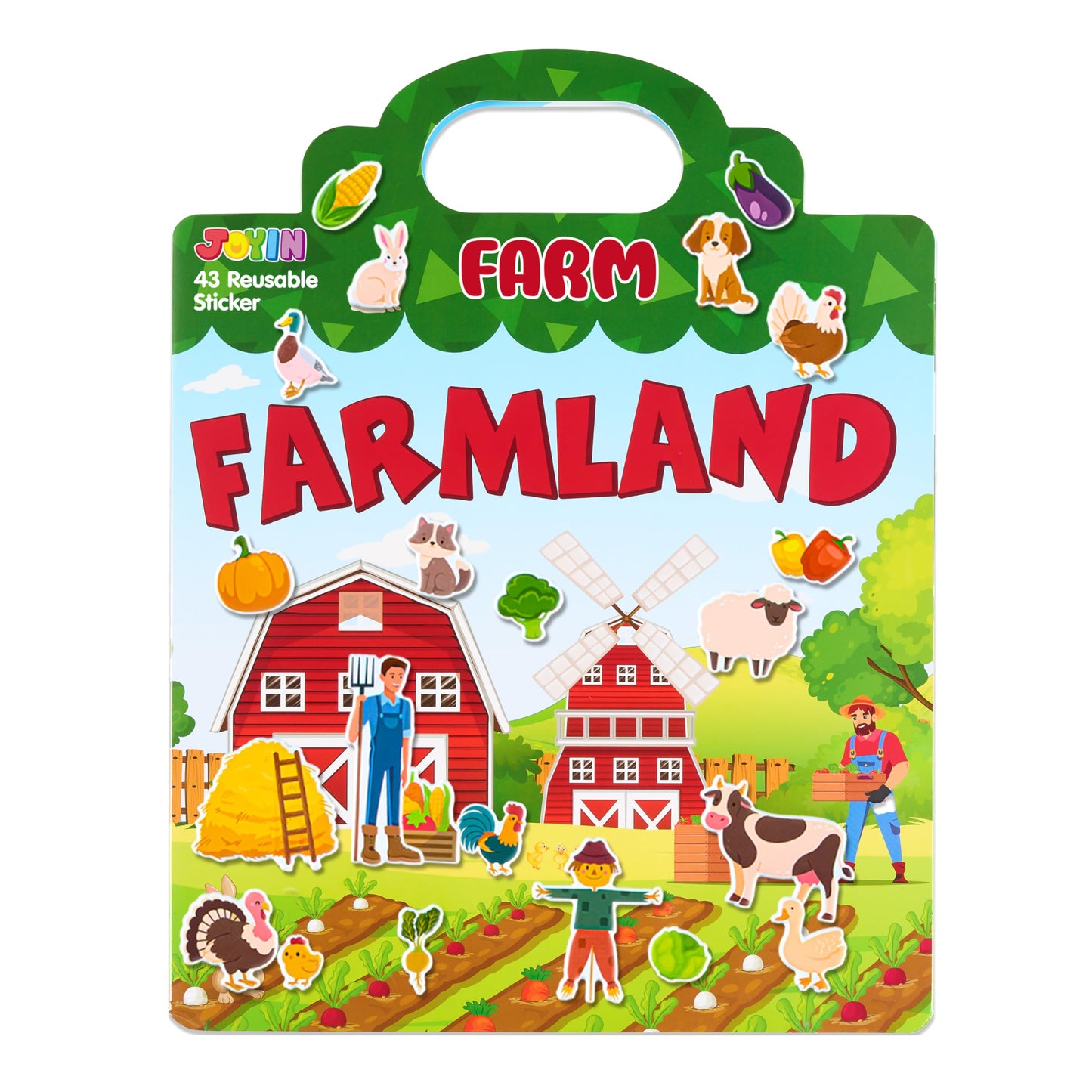 JOYIN Farm Animals Reusable Sticker Book for Toddlers – 43 3D Stickers, Travel Activity