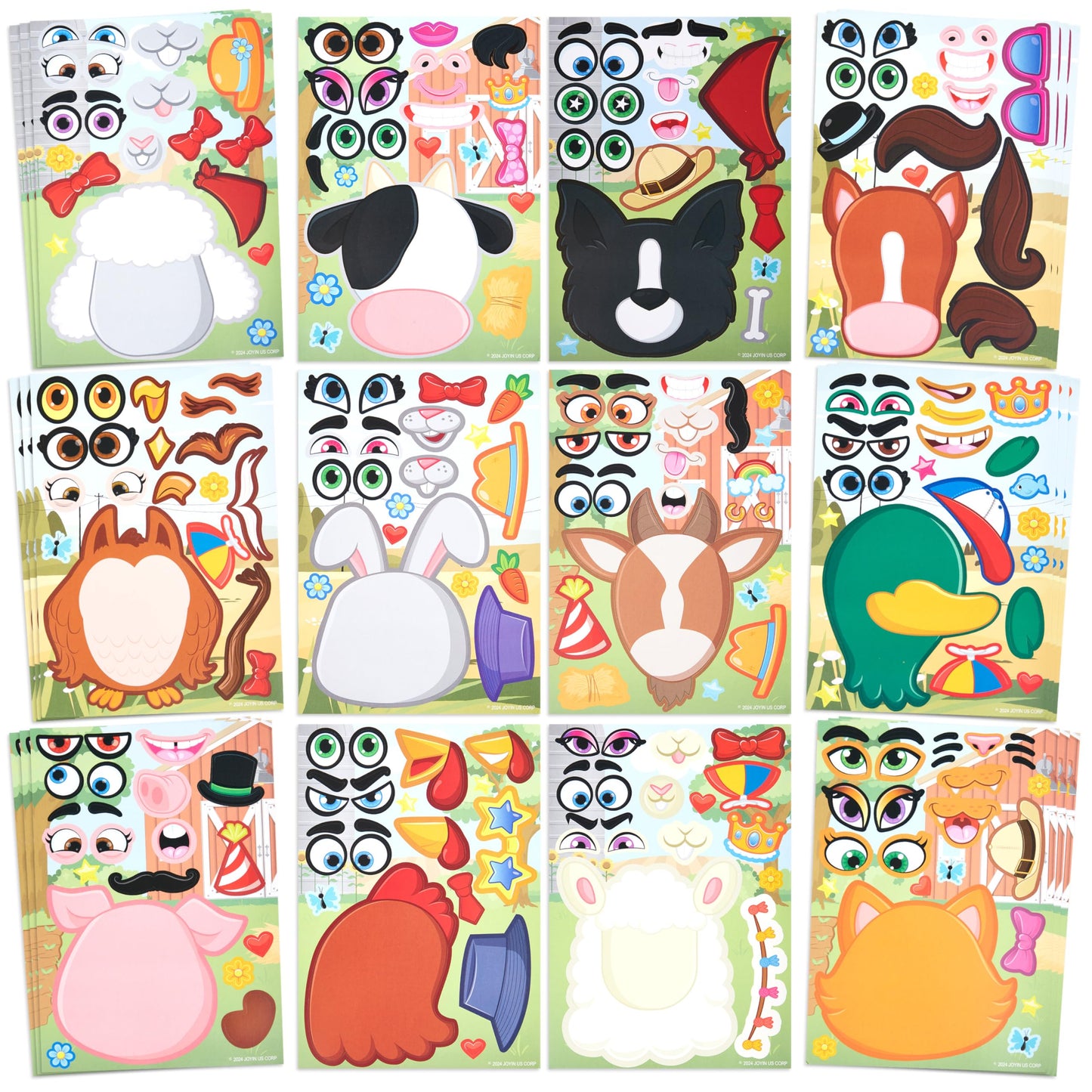 JOYIN 36 Pcs Farm Animals Make-a-Face Stickers – Mix & Match Party Decor & Kids Crafts