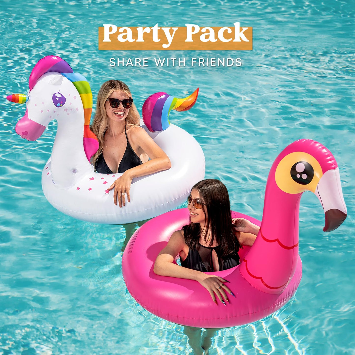 JOYIN 2-Pack Flamingo & Unicorn Pool Floats – Large Inflatable Tubes for Adults & Kids
