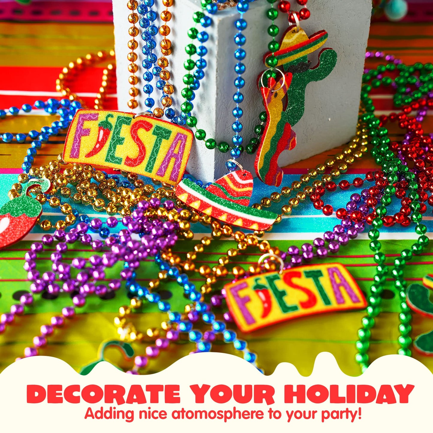 JOYIN 12-Pack Cinco de Mayo Fiesta Necklaces – Party Favors & Photo Props