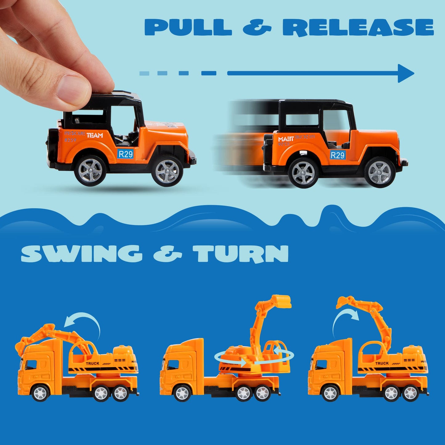 JOYIN 20PCS Die Cast Pull Back Cars — Metal Toy Cars Set for Toddlers