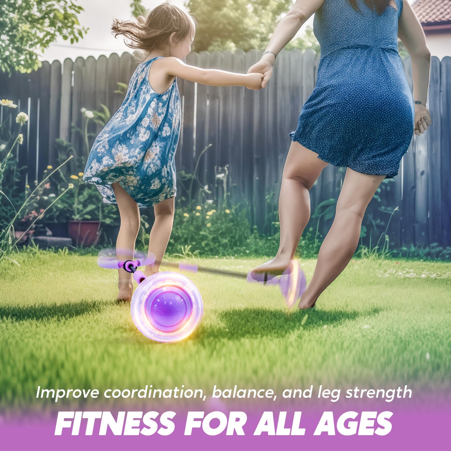 JOYIN Purple Ankle Skip Ball with Flashing Lights – Indoor & Outdoor Toy for Kids 3+