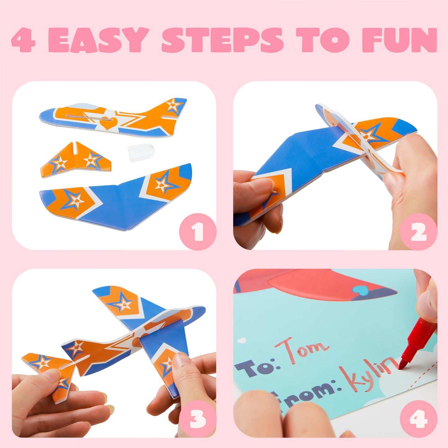 JOYIN 28-Pack Valentines Cards with Foam Airplanes – Classroom Exchange & Party Favors