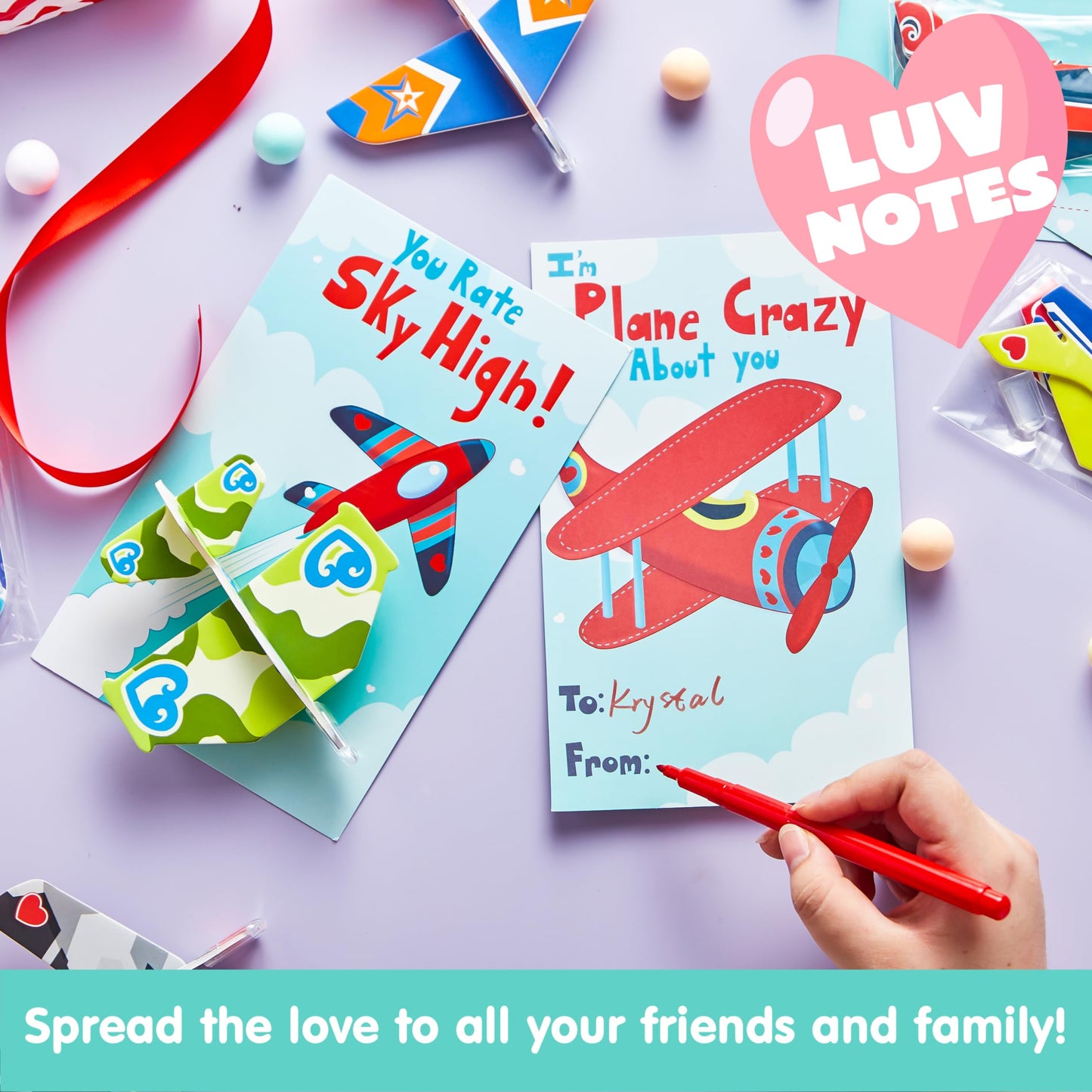 JOYIN 28-Pack Valentines Cards with Foam Airplanes – Classroom Exchange & Party Favors