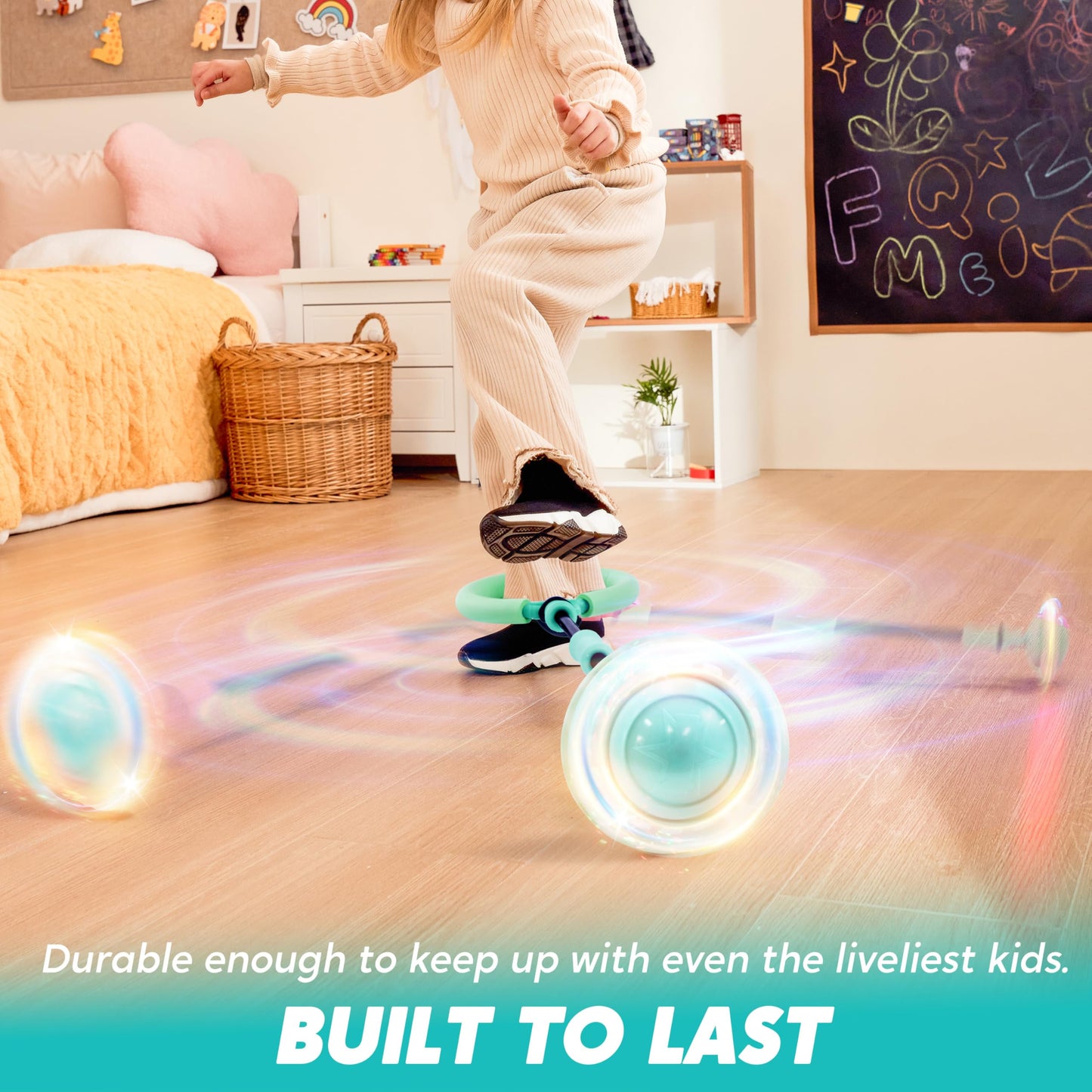JOYIN Green Ankle Skip Ball with Flashing Lights – Indoor & Outdoor Kids Toy