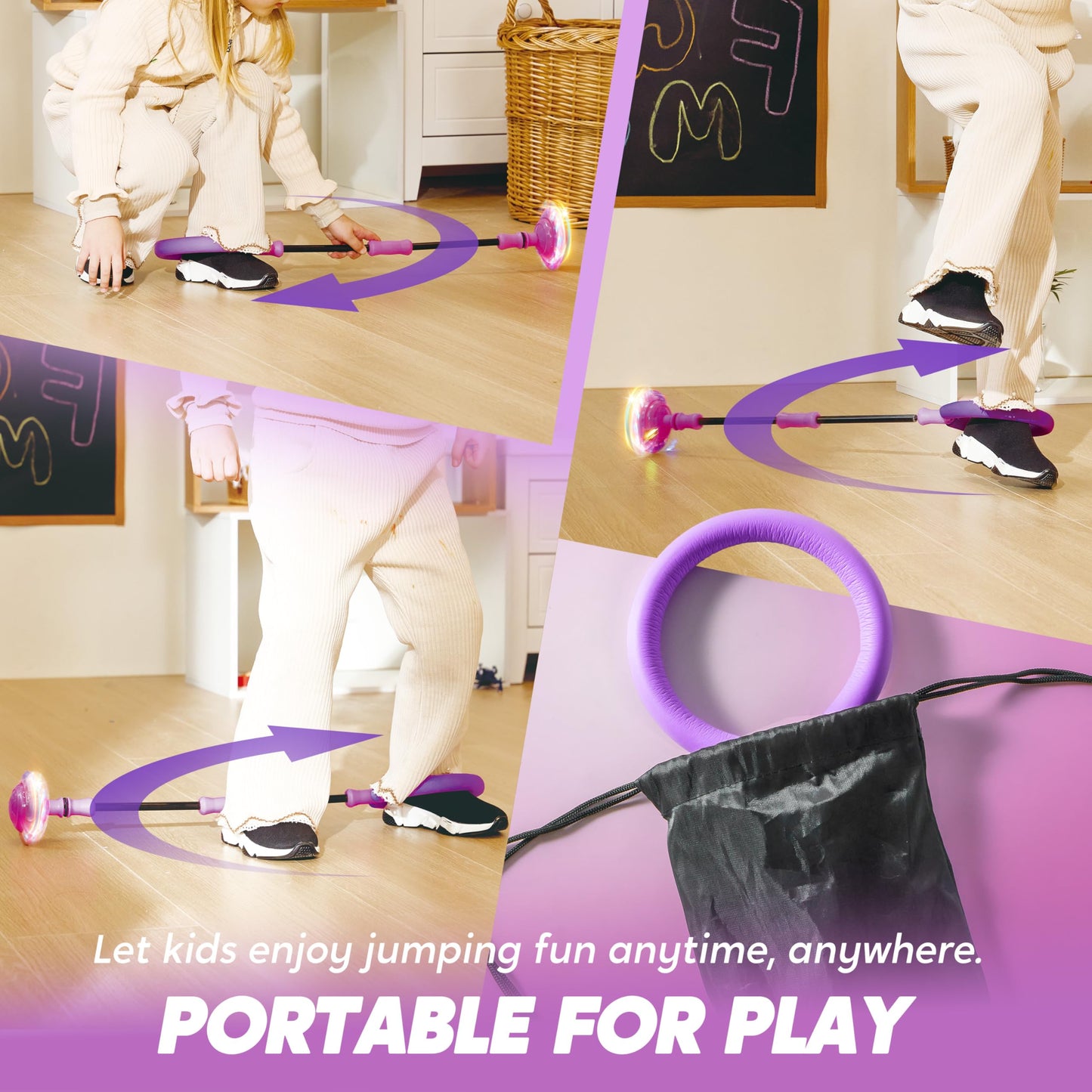 JOYIN Purple Ankle Skip Ball with Flashing Lights – Indoor & Outdoor Toy for Kids 3+