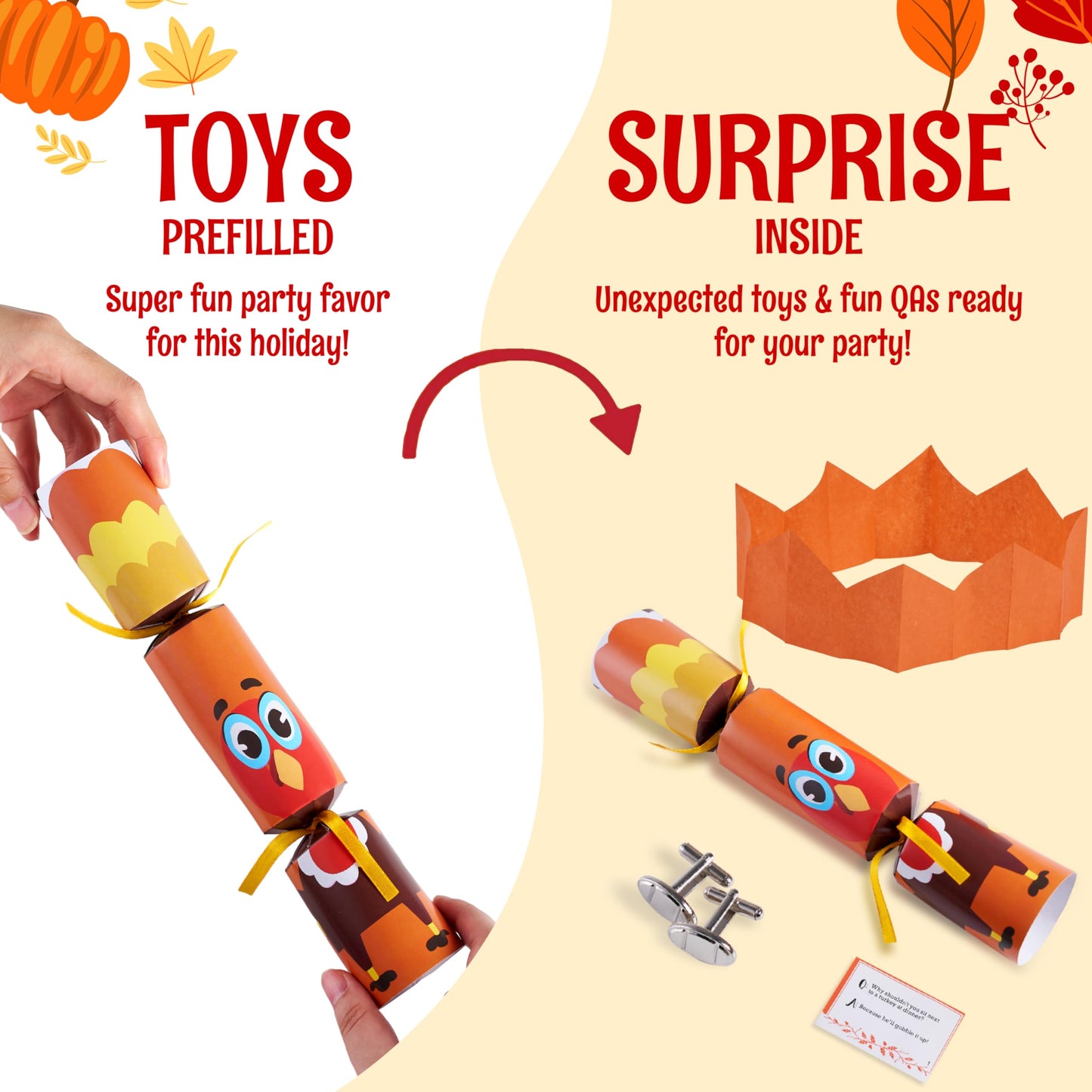 JOYIN 8-Pack Thanksgiving No-Snap Party Favors – Turkey Style Party Games & Gifts