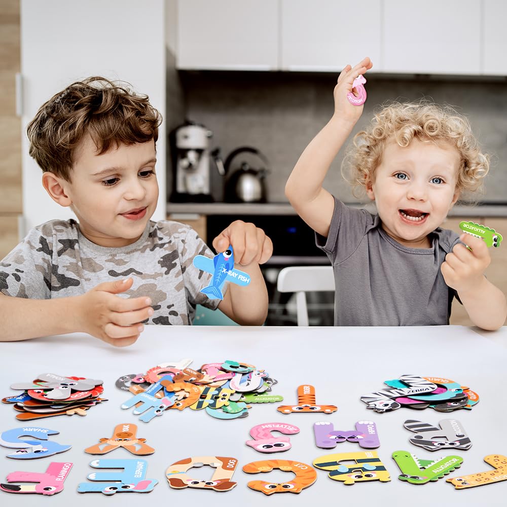 JOYIN Magnetic Letters: Animal Alphabet Fridge Magnets for Toddlers (Large Uppercase ABC)