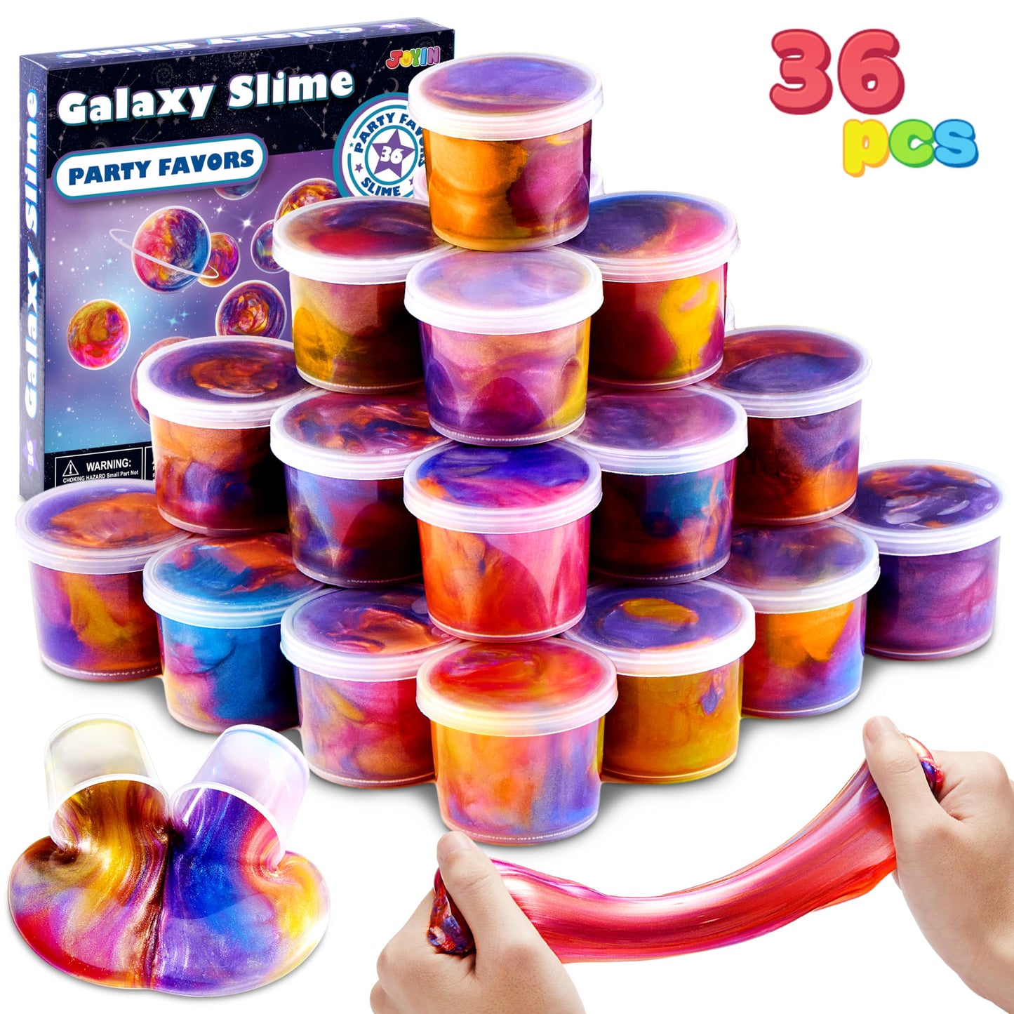 JOYIN Galaxy Slime Cup Party Favors – 36 Pack, Stretchy, Non-Sticky & Mess-Free