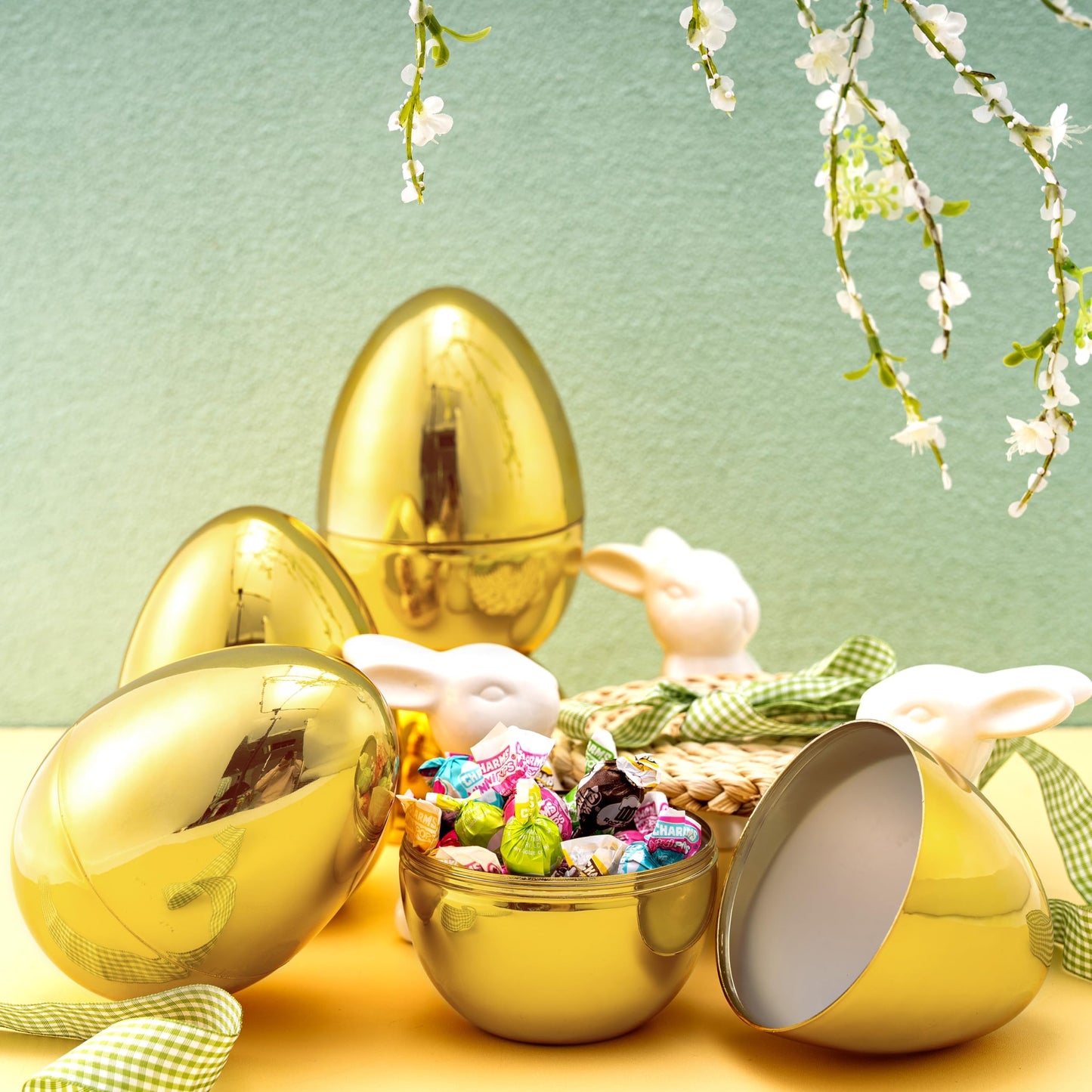 JOYIN 12 Pcs Large Gold Easter Eggs – 6-Inch Jumbo Fillable Plastic Eggs for Easter Hunt & Decor