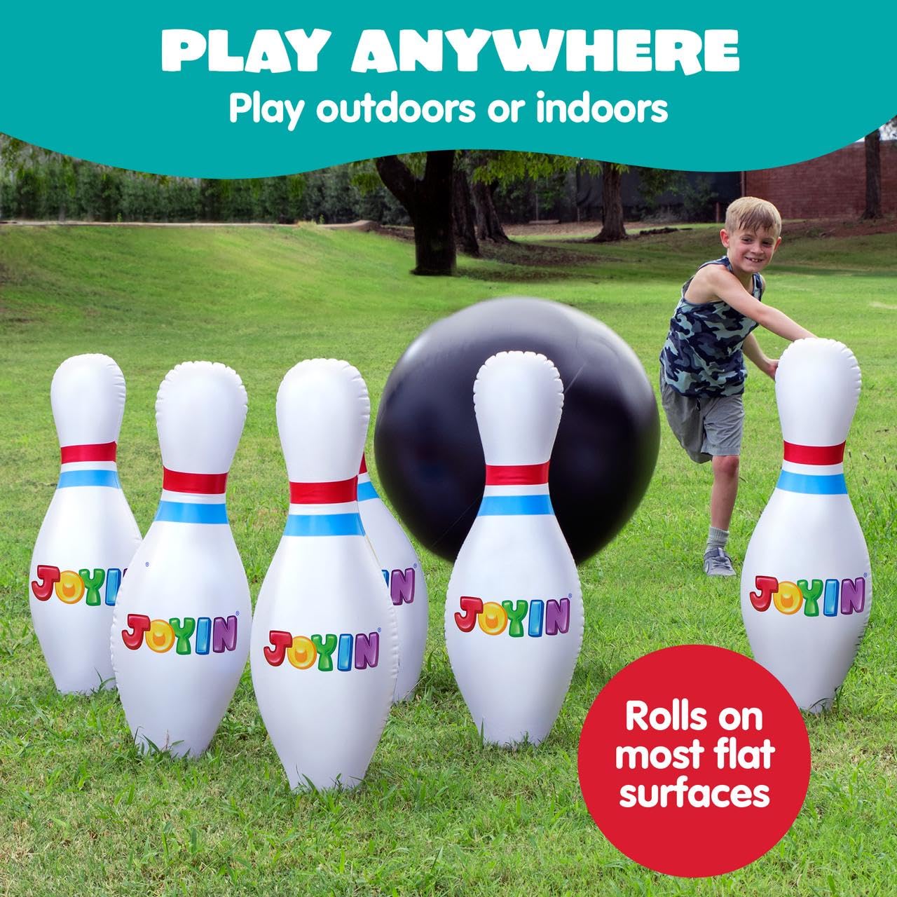 JOYIN Giant Inflatable Bowling Set – 27” Indoor/Outdoor Party Game for Kids and Adults