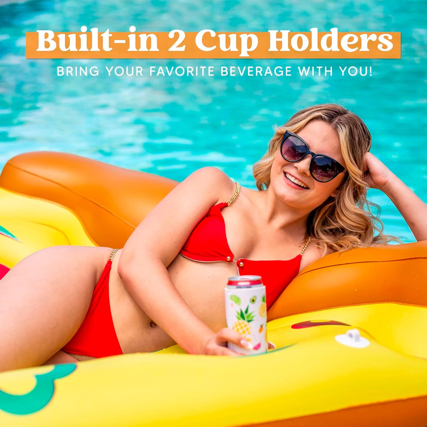 JOYIN Giant Pizza Slice Pool Float – Extra-Large with Cup Holders