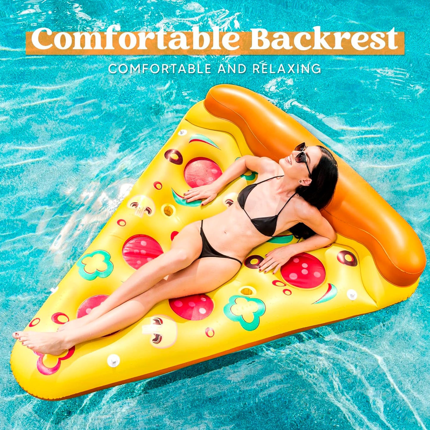JOYIN Giant Pizza Slice Pool Float – Extra-Large with Cup Holders