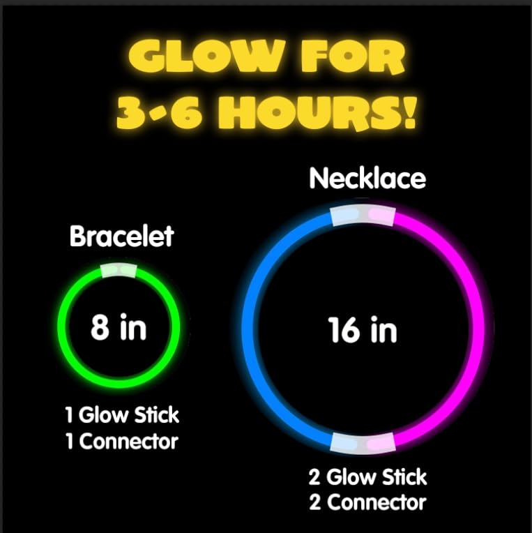 JOYIN 400 Pcs Glow Sticks Pack – Neon Party Favors, Bracelets & Necklaces