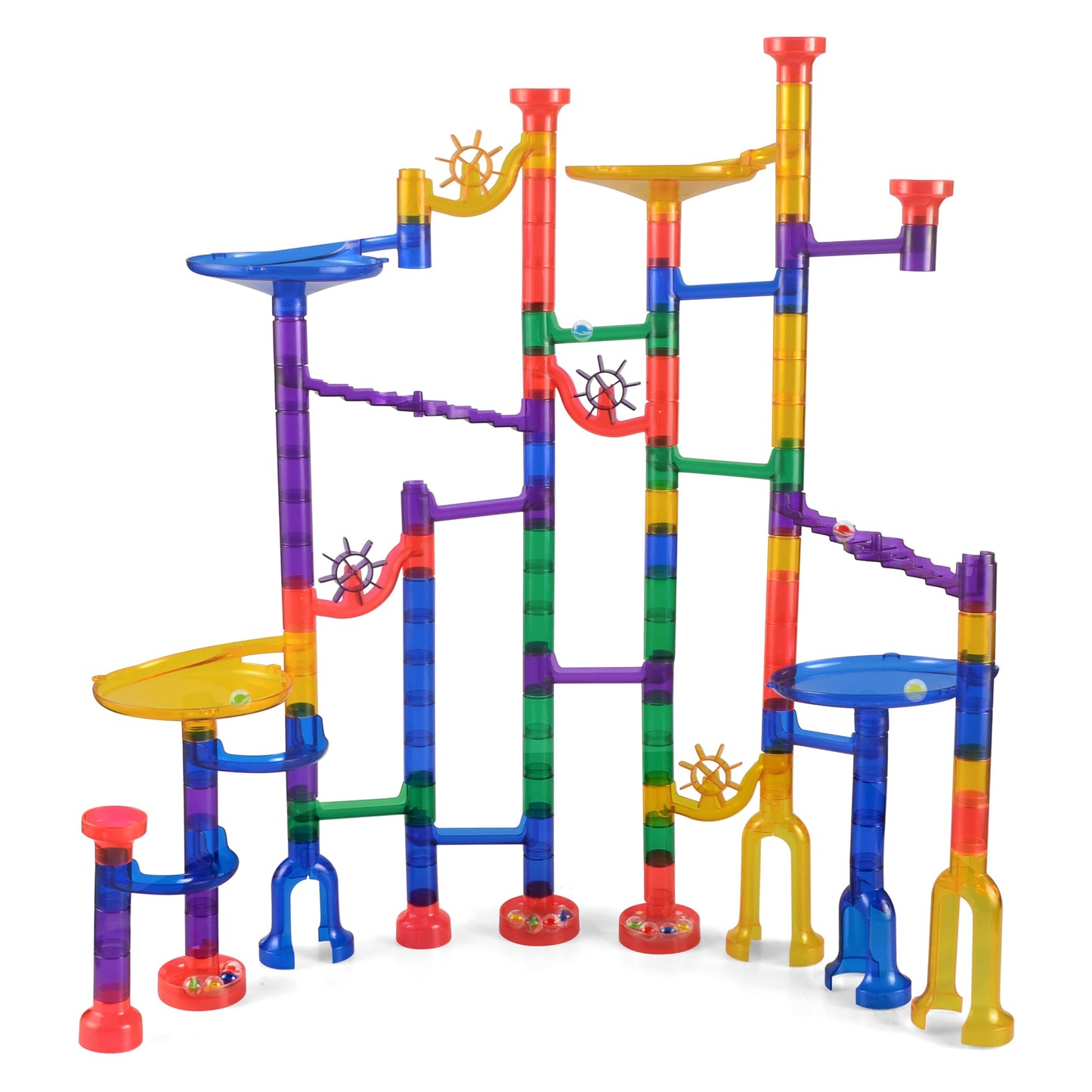 JOYIN 150Pcs Glowing Marble Run Set – STEM Building Blocks with 5 Glow-in-the-Dark Marbles