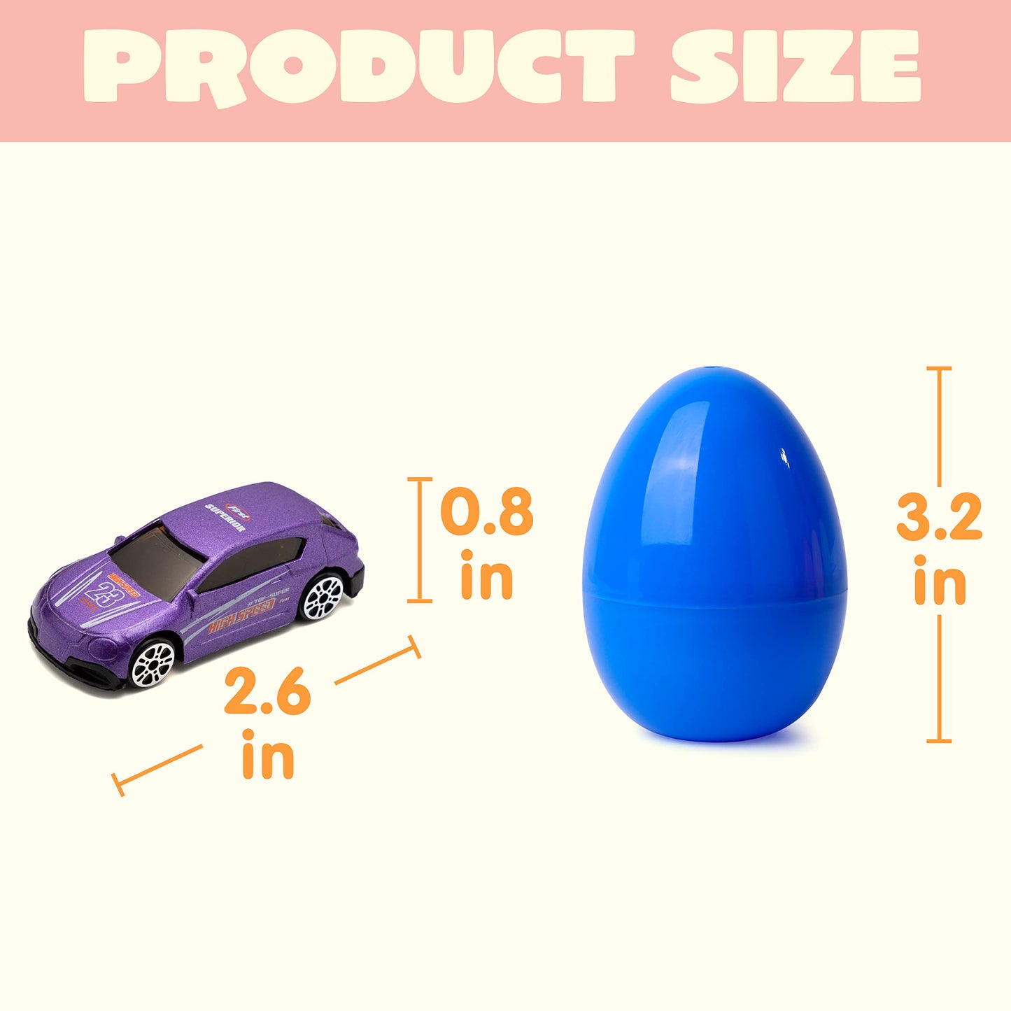 JOYIN 12 Pcs Die-Cast Car Filled Easter Eggs – Pre-Filled Eggs with Different Cars