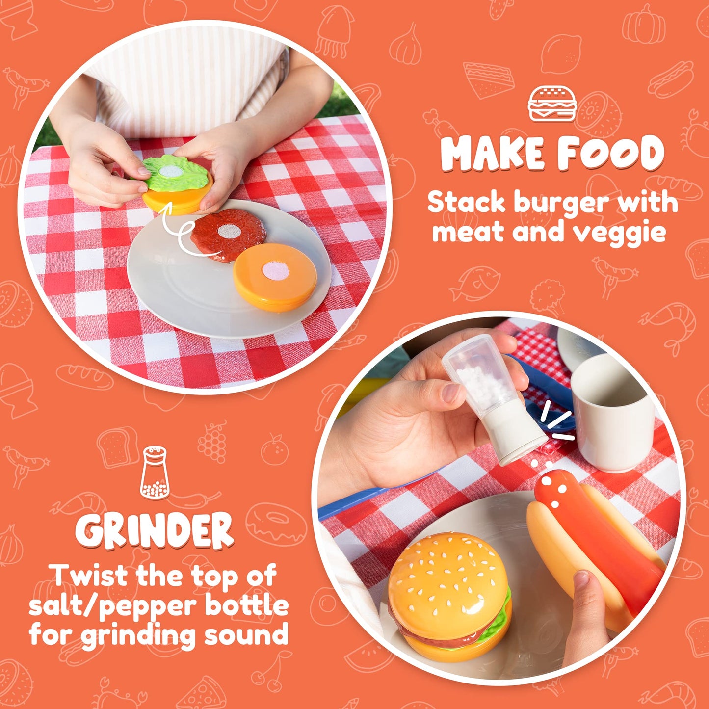 JOYIN Kitchen Toy Set & BBQ Grill — Interactive Cooking Play for Kids (Light & Sound)