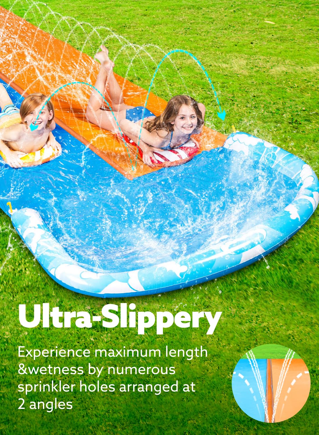 JOYIN 22.5ft Water Slide with 2 Bodyboards — Backyard Lawn Water Slide for Kids