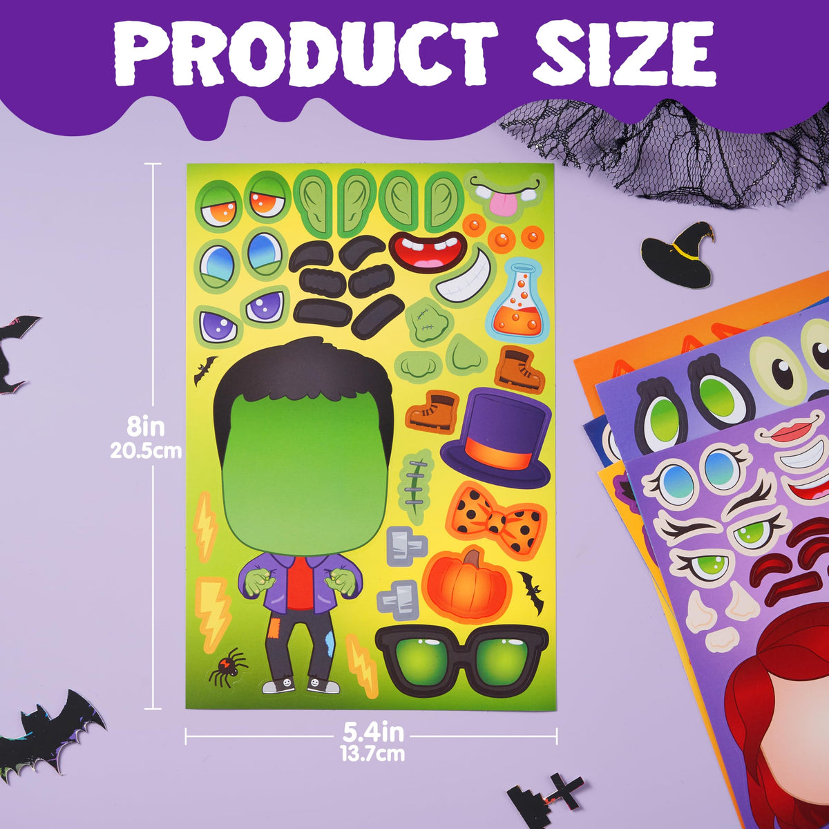 JOYIN 36 PCS Halloween Craft Stickers – Face Sticker Set for Party Favors, DIY Decor & Classroom Activities
