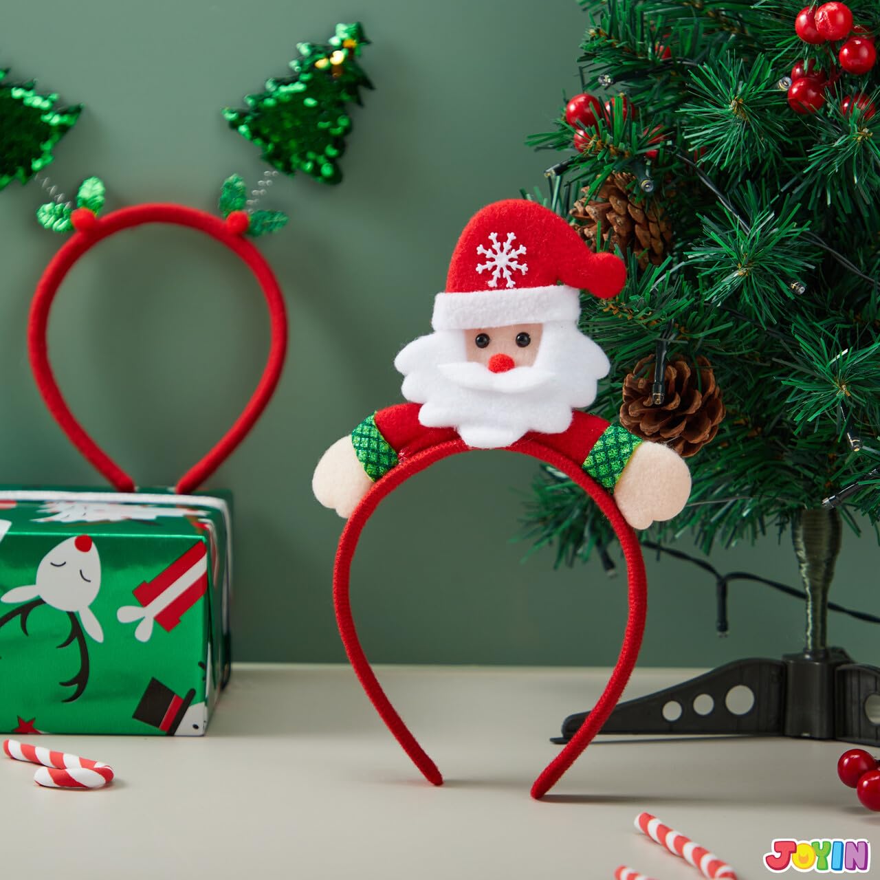 JOYIN 12 Pack Christmas Headbands – 4 Styles 3D Hats for All Ages