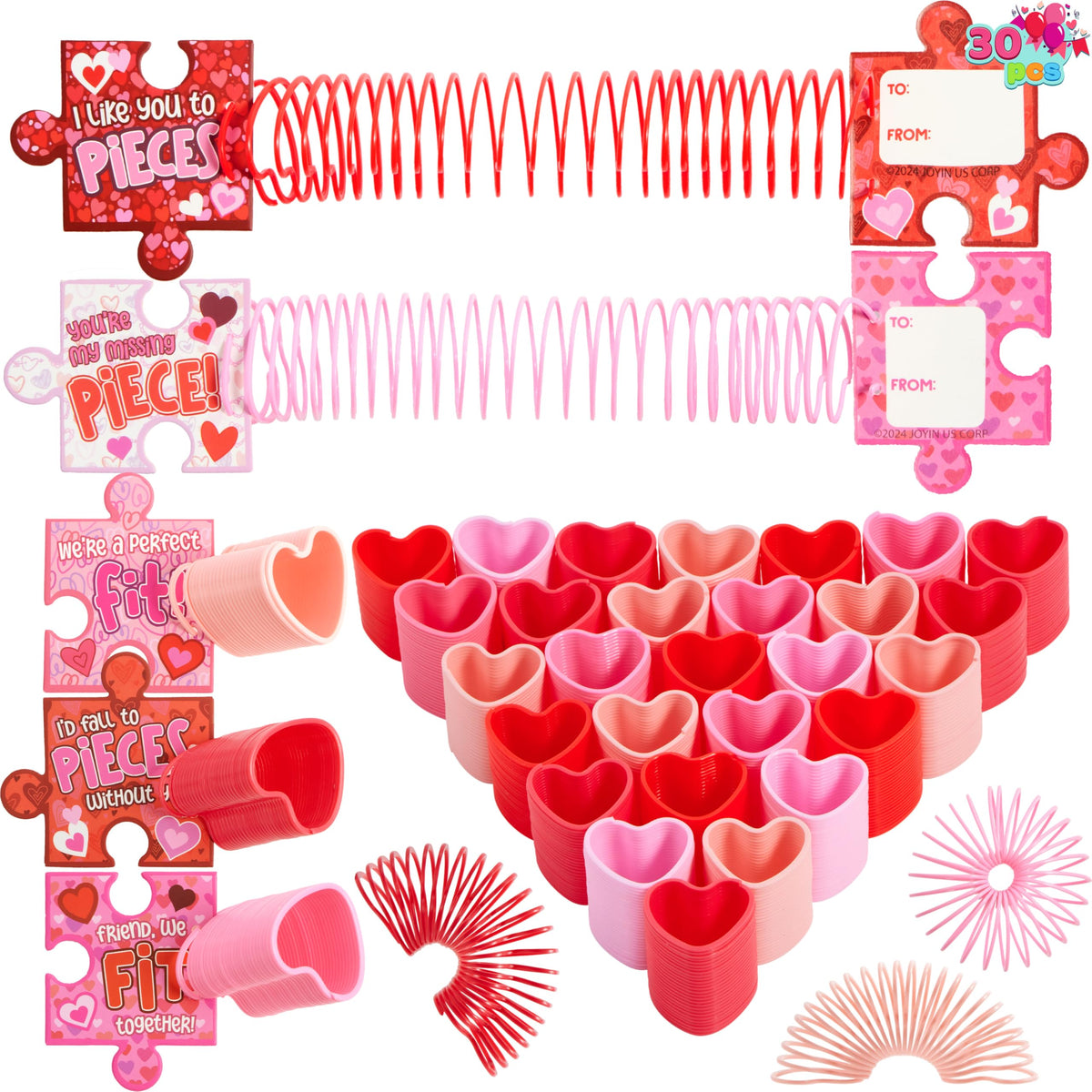 JOYIN 30-Pack Valentine Heart Coil Springs – Fidget Toys for Kids, Classroom Prizes