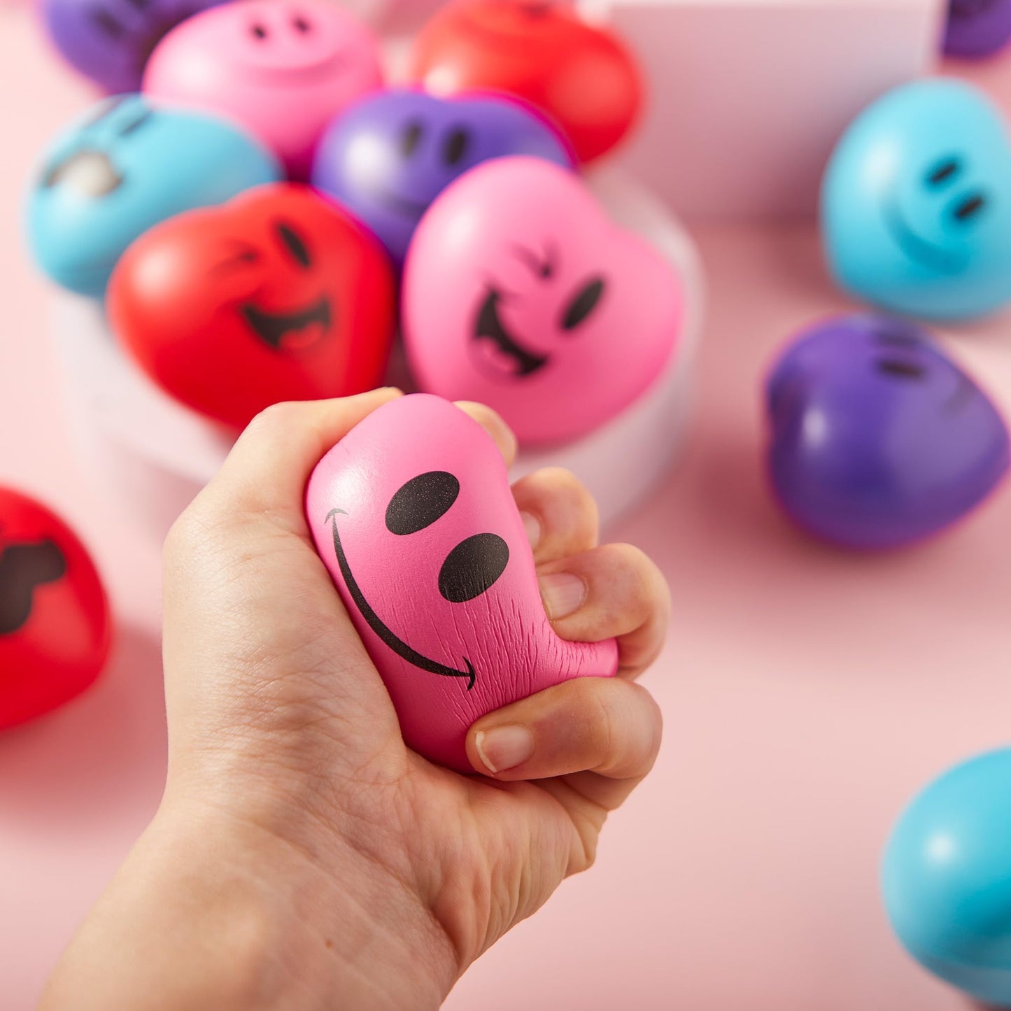 JOYIN 15 Pcs Valentines Heart Shape Stress Ball Set – 3in Squishy Toys