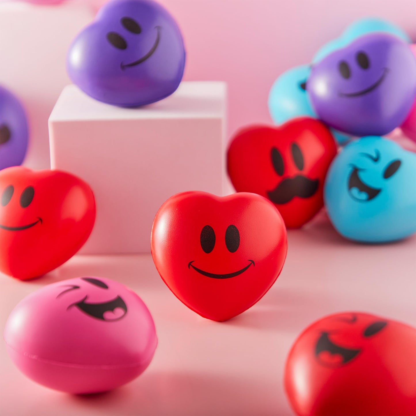 JOYIN 15 Pcs Valentines Heart Shape Stress Ball Set – 3in Squishy Toys