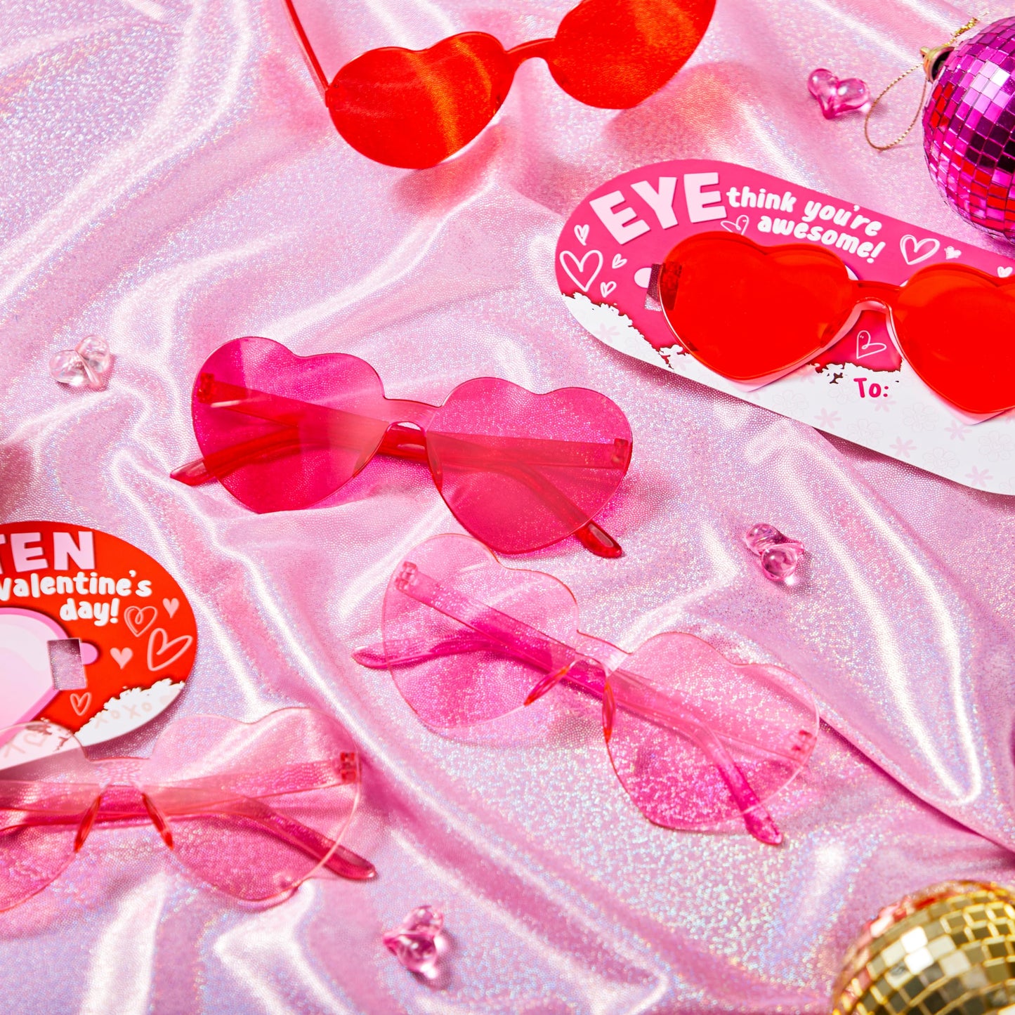JOYIN 28 Packs Valentines Day Heart Shaped Sunglasses with Cards – Classroom Gifts & Party Favors
