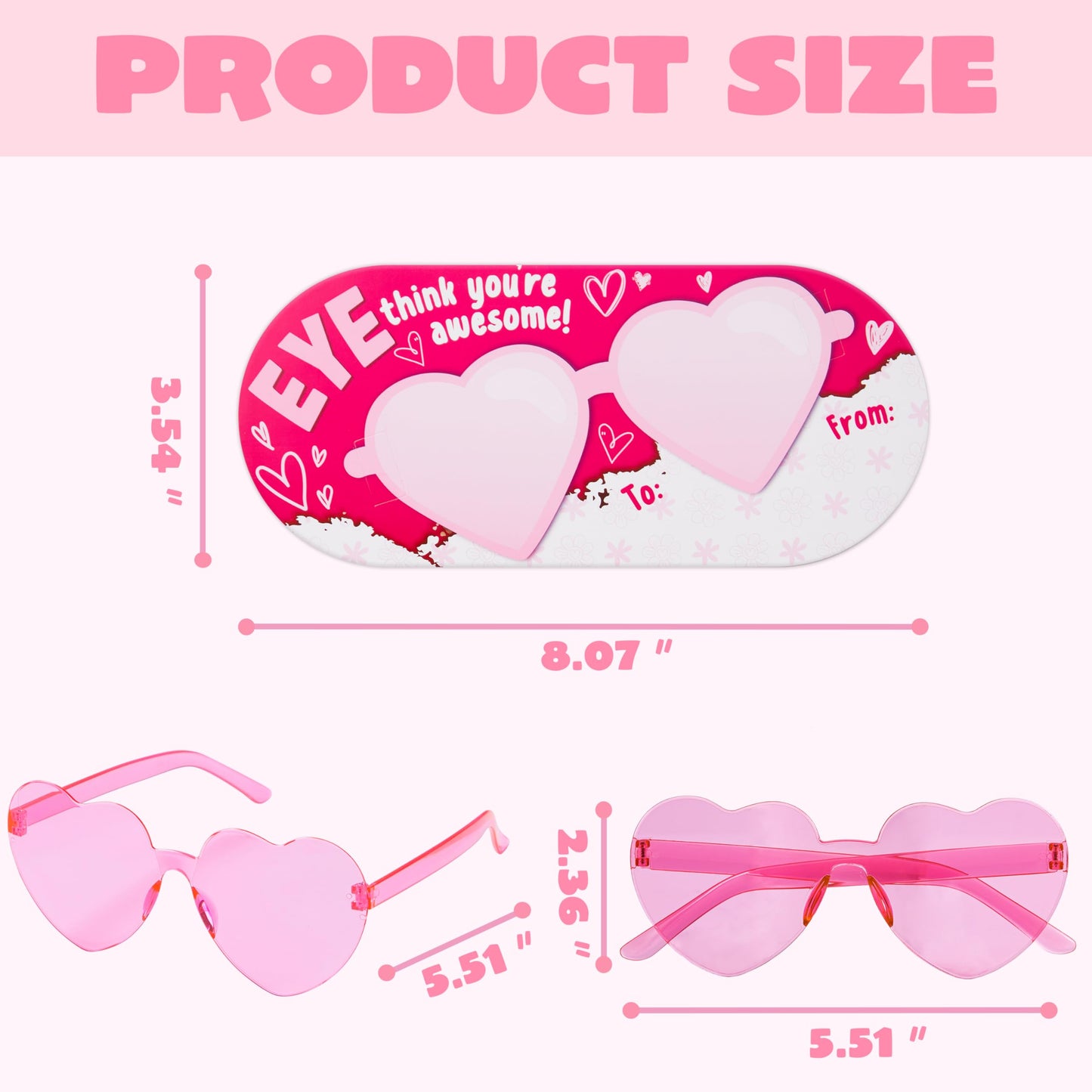JOYIN 28 Packs Valentines Day Heart Shaped Sunglasses with Cards – Classroom Gifts & Party Favors