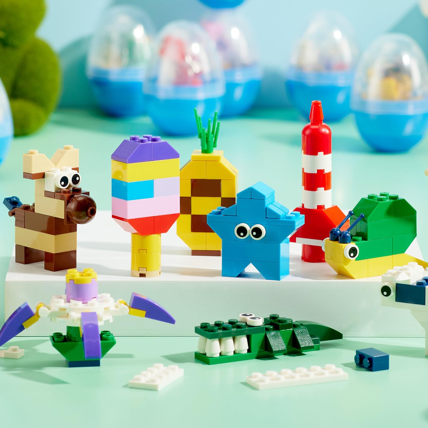 JOYIN 12 Pcs Pre-Filled Easter Eggs with Cute Characters Building Blocks — Kids Gift, Hunt & Party Favors