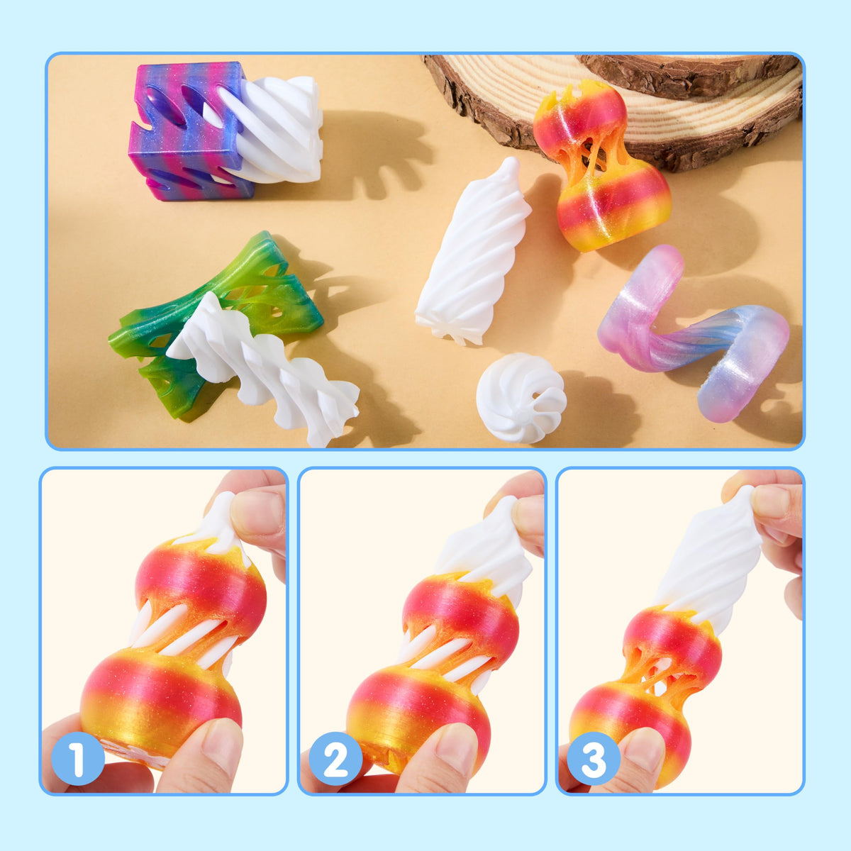 JOYIN 4 Pack Impossible Cone 3D Fidget Toys — Pastel Spiral Cones for Stress Relief and Focus