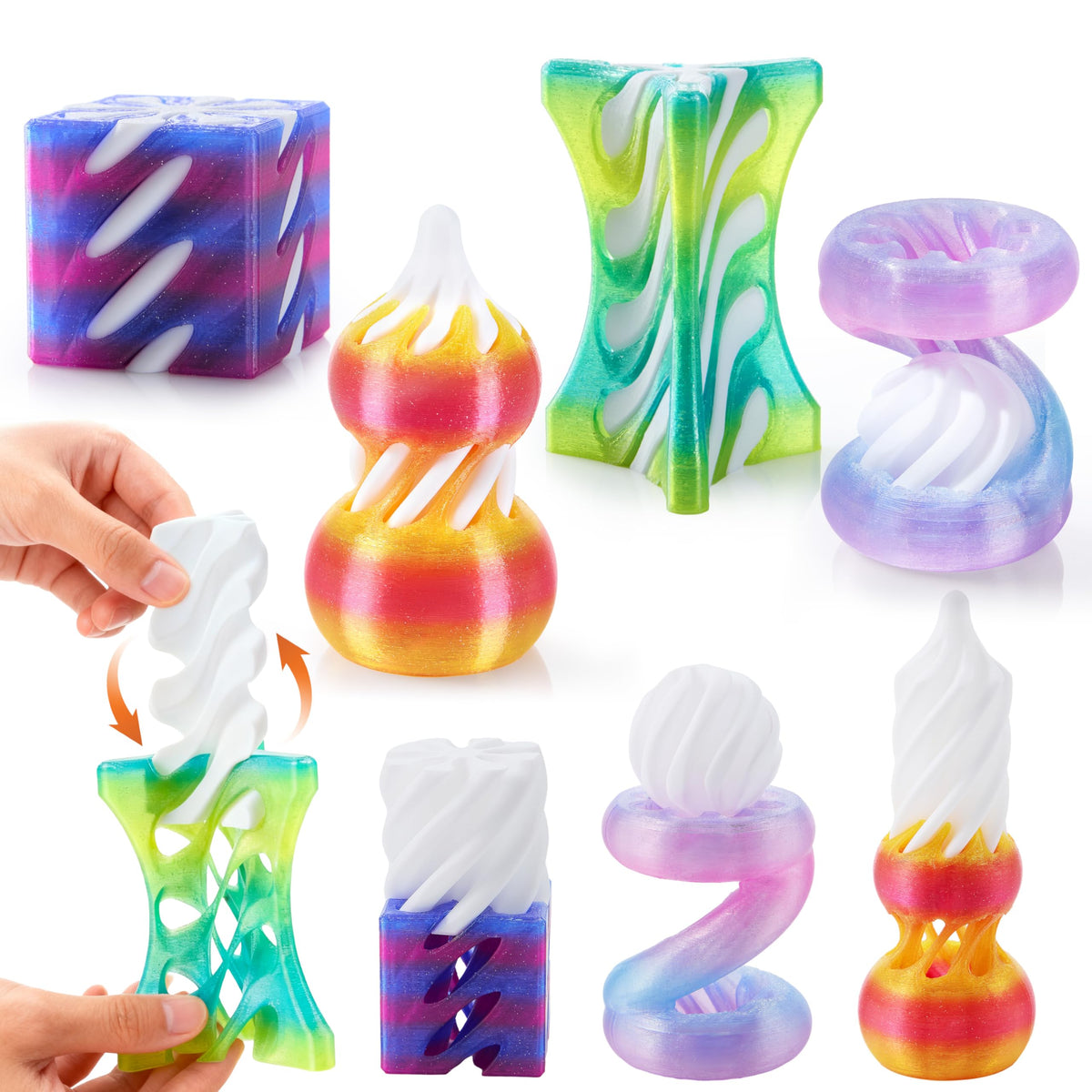 JOYIN 4 Pack Impossible Cone 3D Fidget Toys — Pastel Spiral Cones for Stress Relief and Focus
