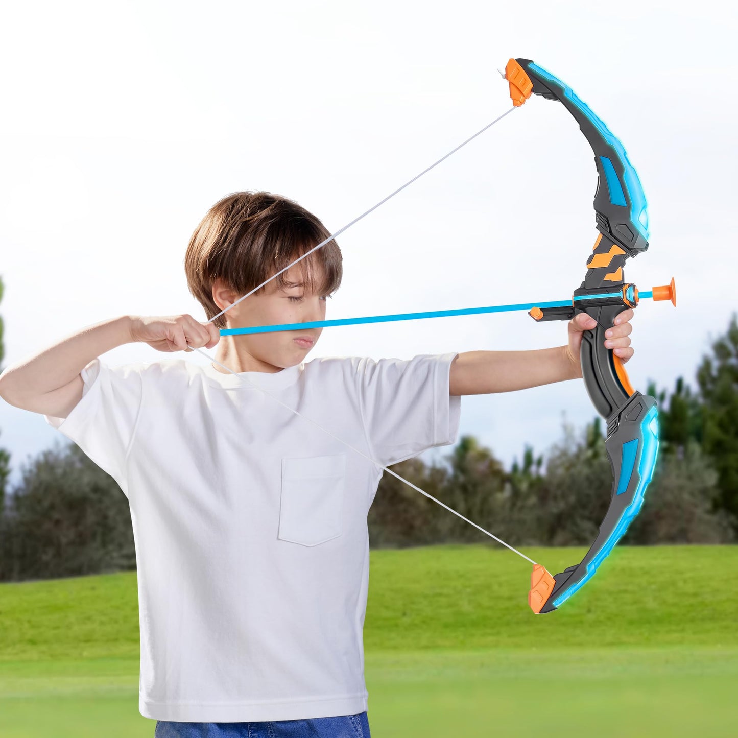 JOYIN LED Bow and Arrow for Kids – Light Up Archery Toy with Suction Arrows, Targets & Case