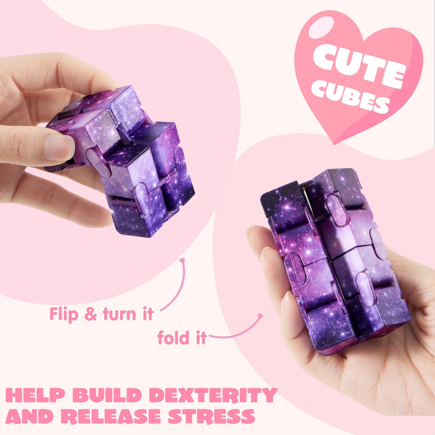 JOYIN 28 Packs Valentine’s Day Gift Cards with Infinity Flip – Cosmic Fidget Toys for Kids