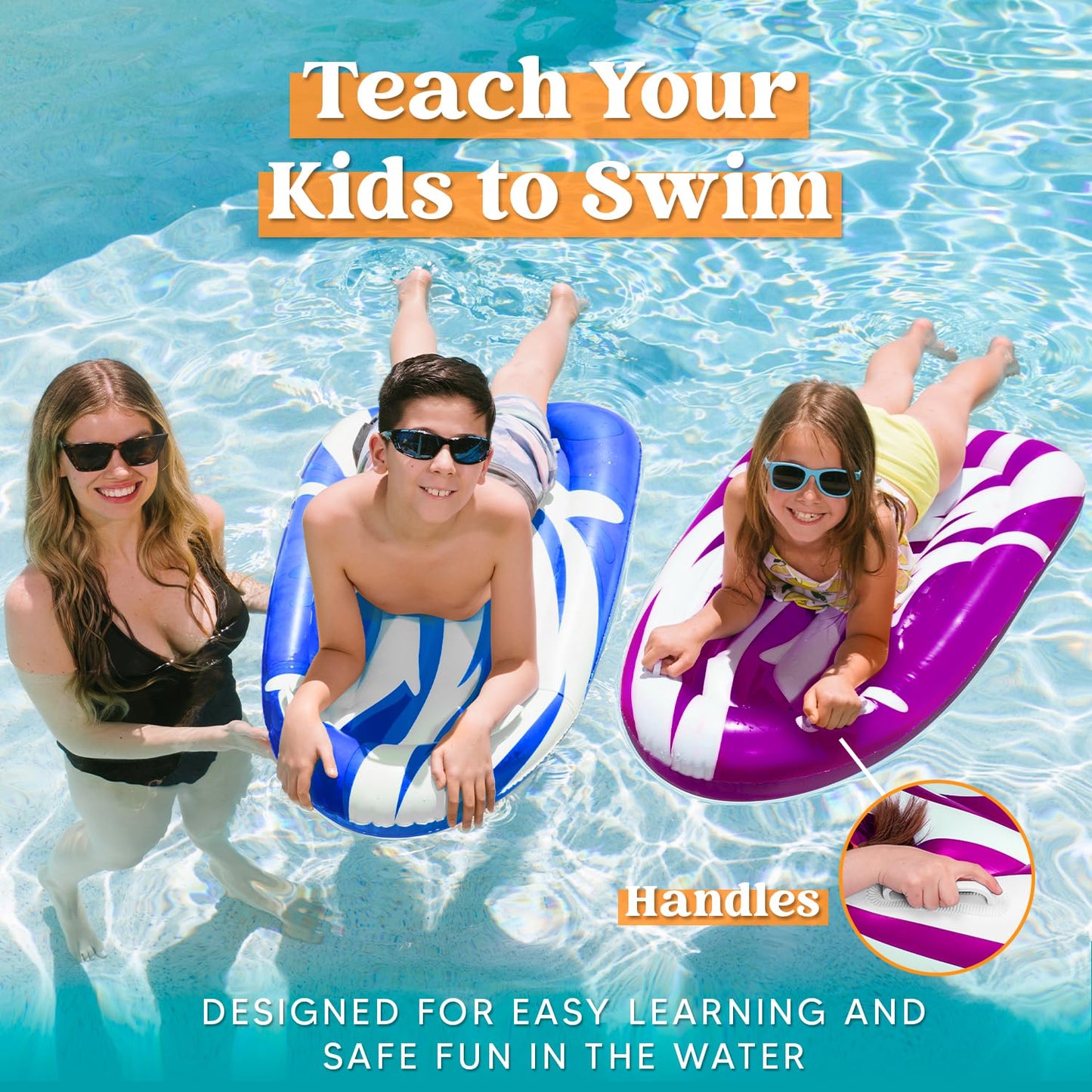 JOYIN 2-Pack Inflatable Body Boards for Pools & Water Slides - Learn to Swim (Blue & Purple)