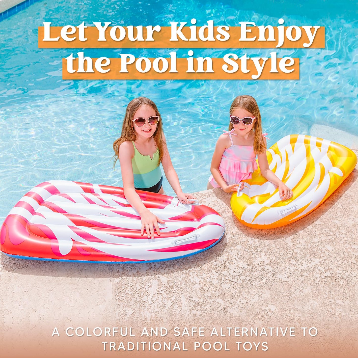 JOYIN 2-Pack Inflatable Body Boards for Pool - Red and Yellow Learn-to-Swim