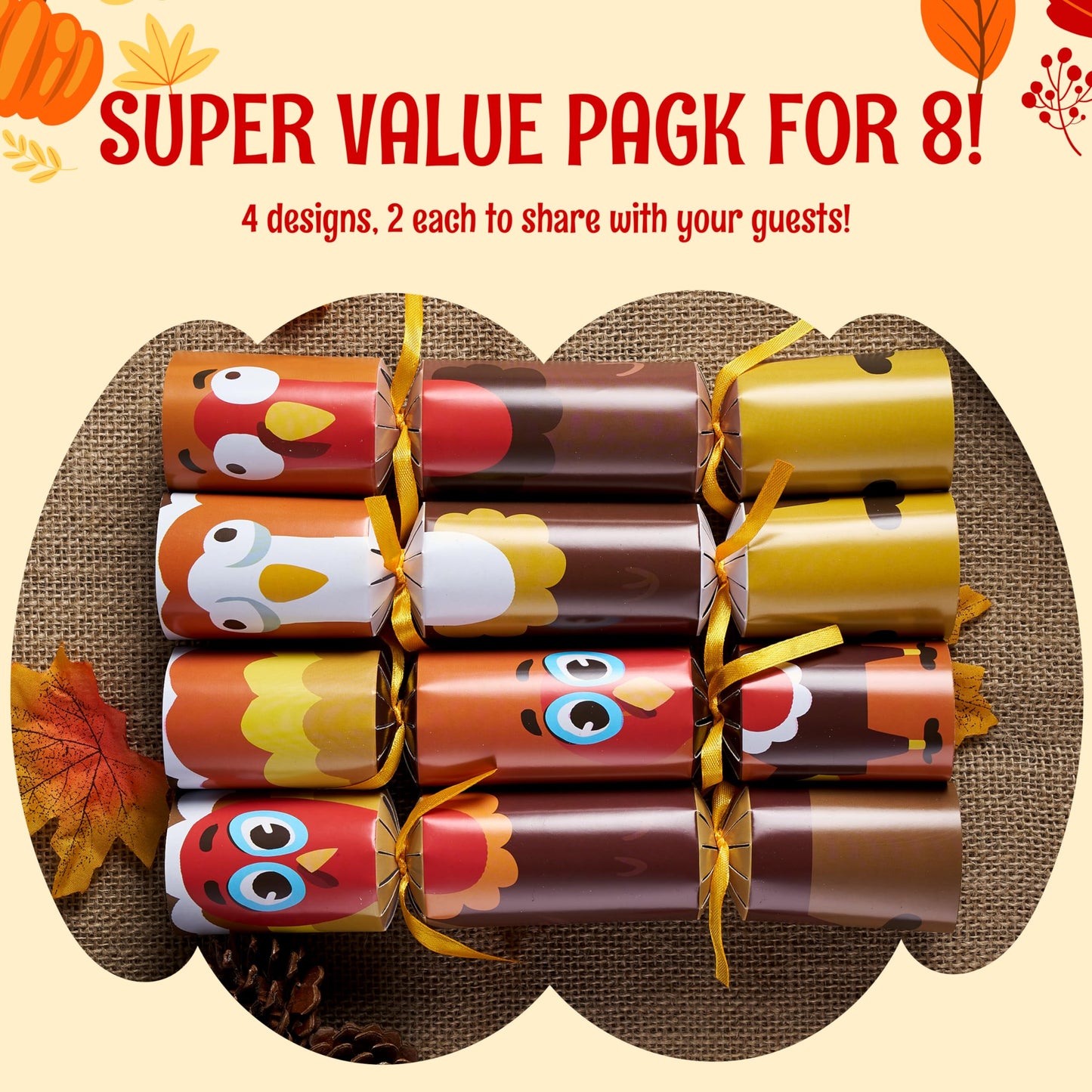 JOYIN 8-Pack Thanksgiving No-Snap Party Favors – Turkey Style Party Games & Gifts
