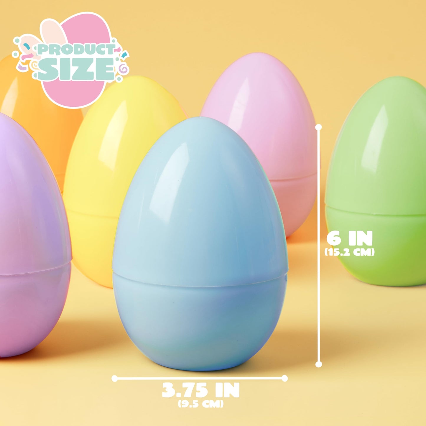 JOYIN 24 Pcs Large Pastel Easter Eggs – 6-Inch Jumbo Fillable Eggs for Easter Hunts