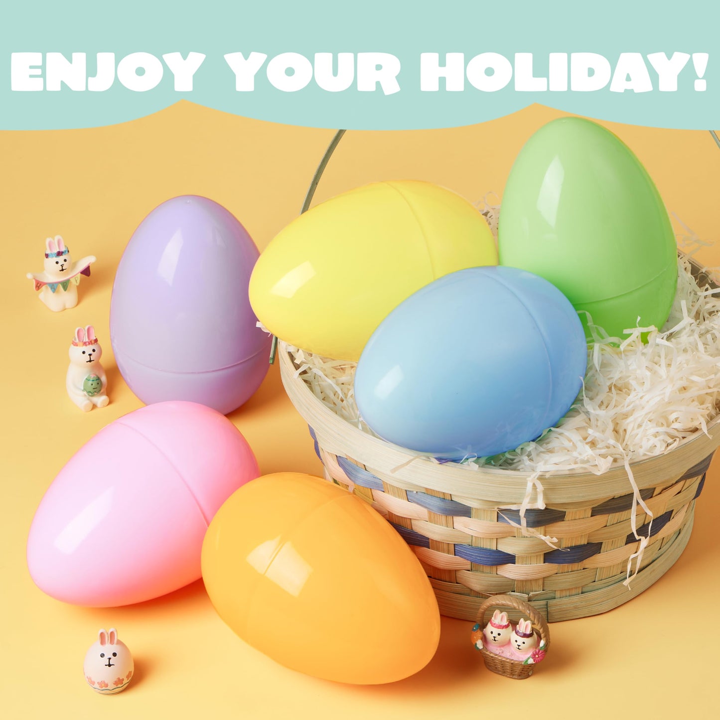 JOYIN 12 Pcs Large Pastel Easter Eggs – Jumbo 6-Inch Fillable Eggs for Easter Hunt & Decor