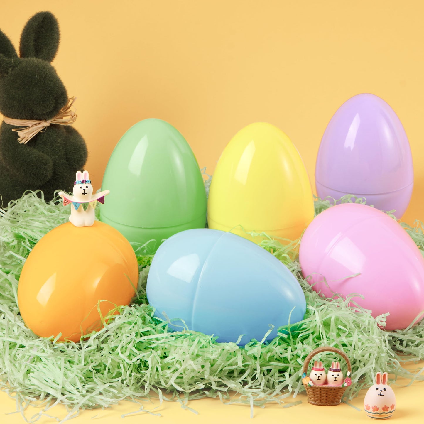 JOYIN 12 Pcs Large Pastel Easter Eggs – Jumbo 6-Inch Fillable Eggs for Easter Hunt & Decor