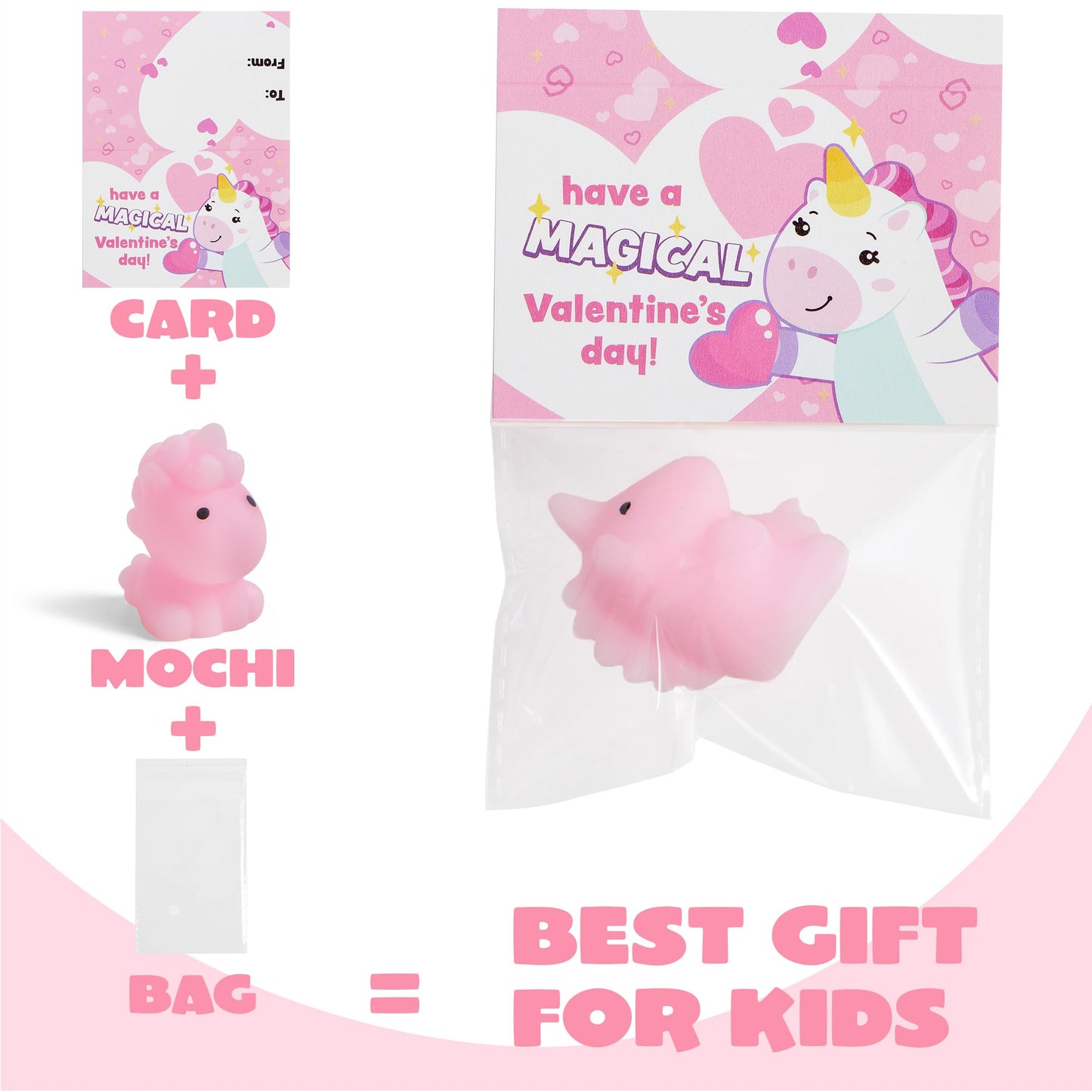 JOYIN 28-Pack Valentine’s Day Gift Cards with Mochi Squishy Toys – 14 Mochi Designs, 7 Card Styles