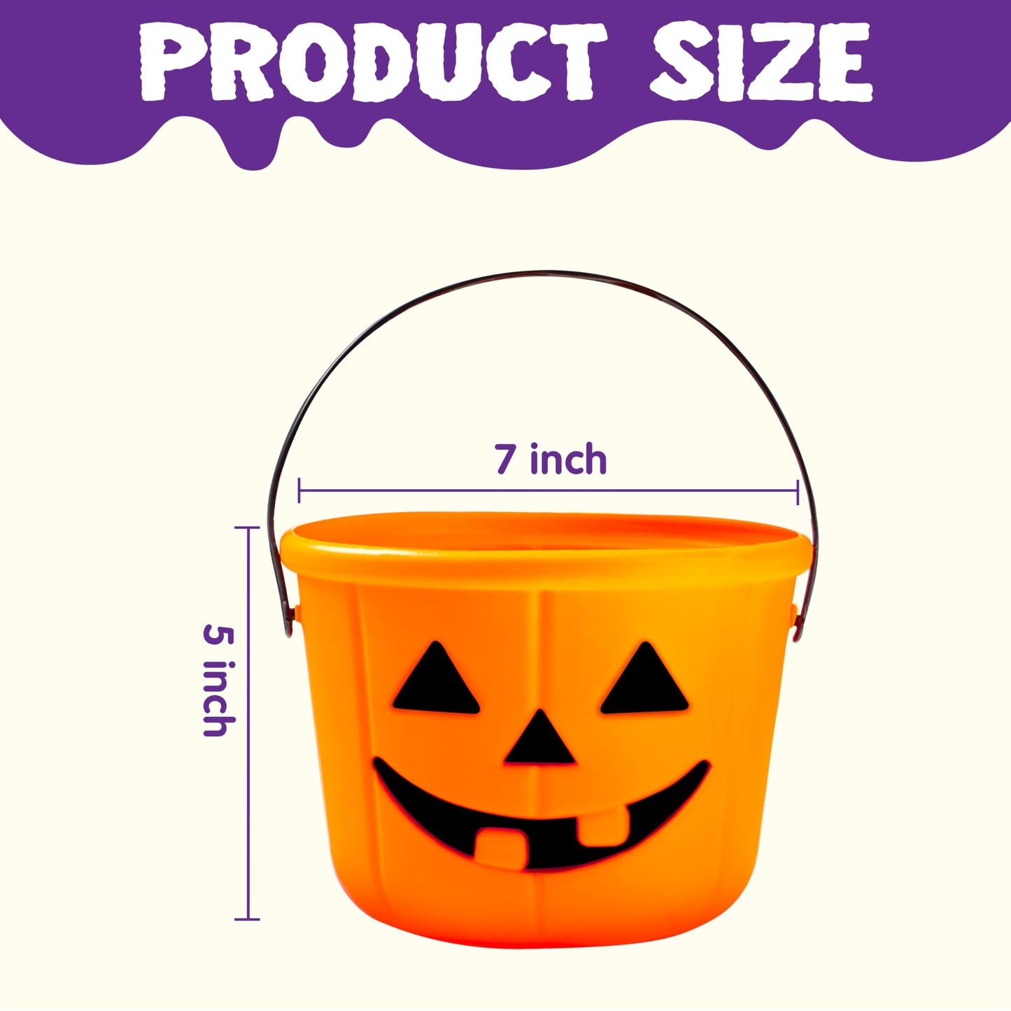 JOYIN 6Pcs Halloween Pumpkin Buckets – Jack O' Lantern Candy Buckets for Trick or Treating, 7x5 in, Reusable