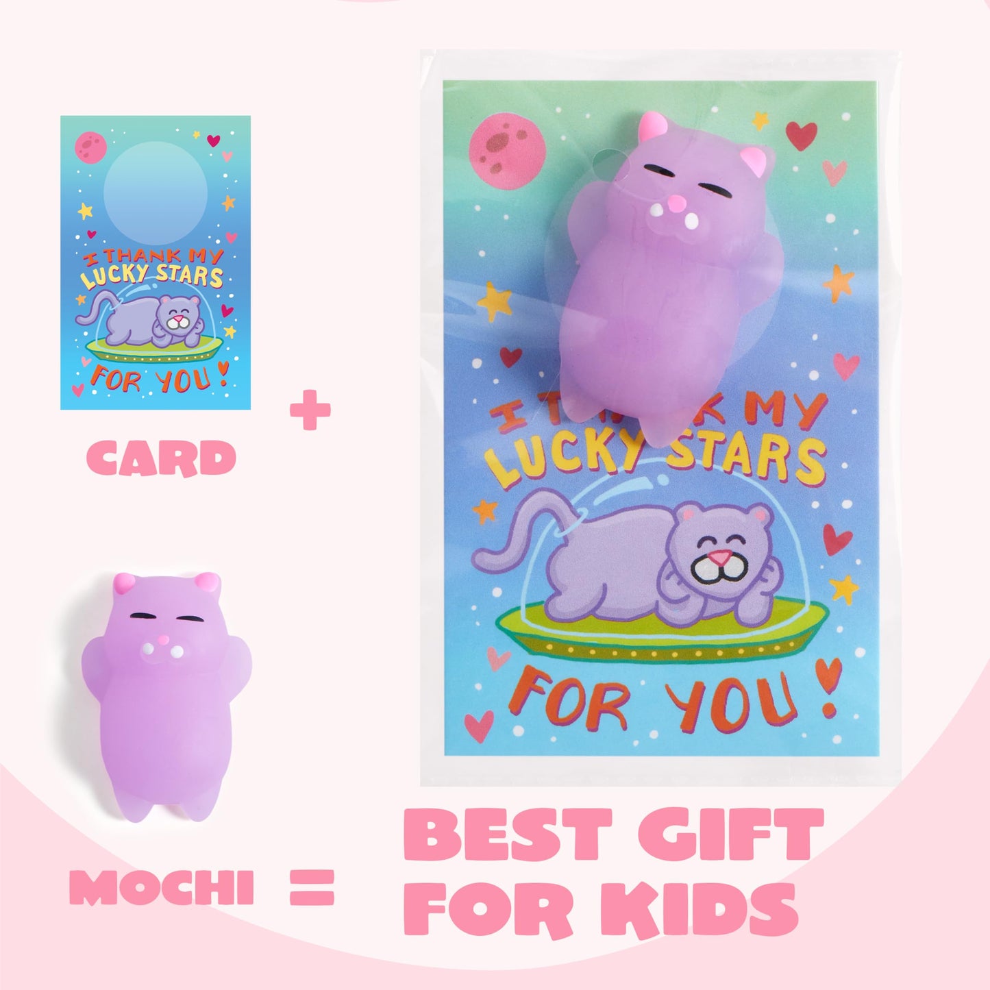 JOYIN 28-Pack Valentines Gift Cards with Glow-in-The-Dark Kawaii Mochi Squishy Toys