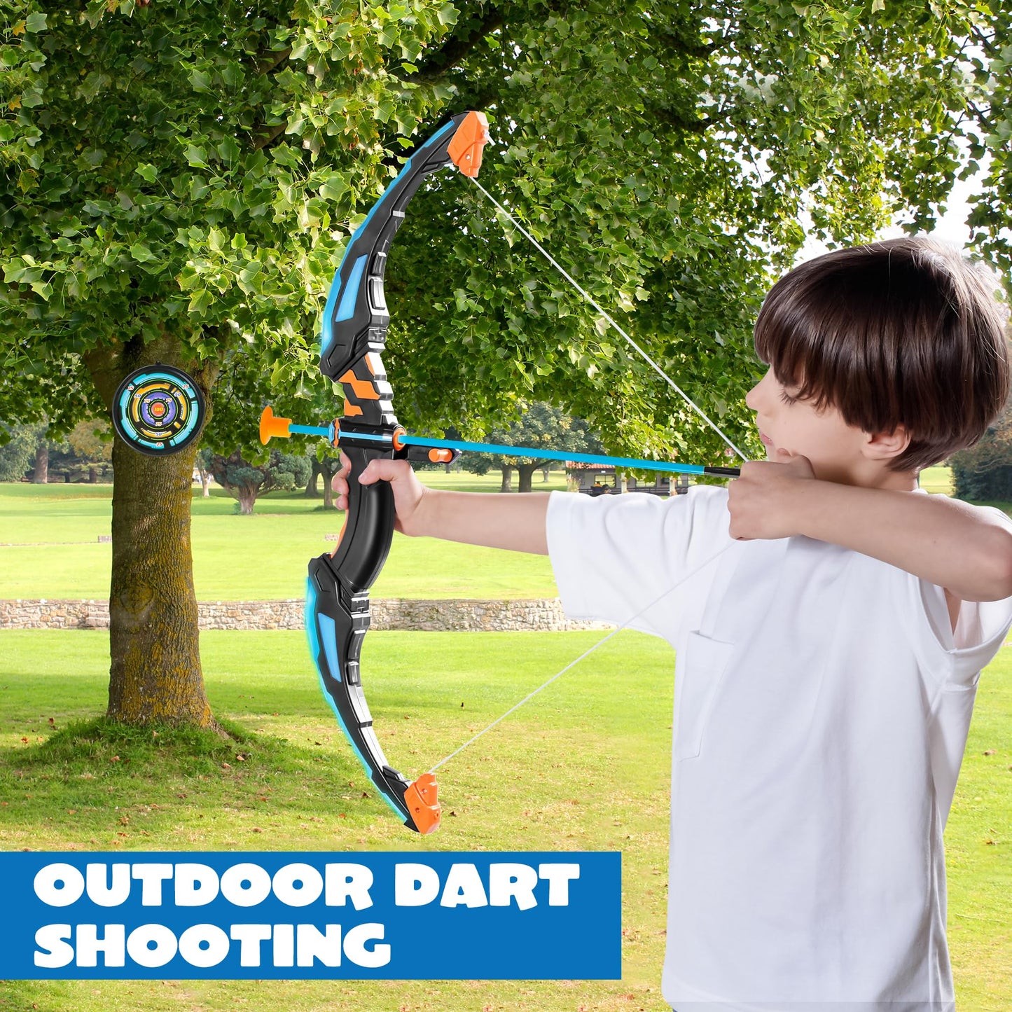 JOYIN LED Bow and Arrow for Kids – Light Up Archery Toy with Suction Arrows, Targets & Case