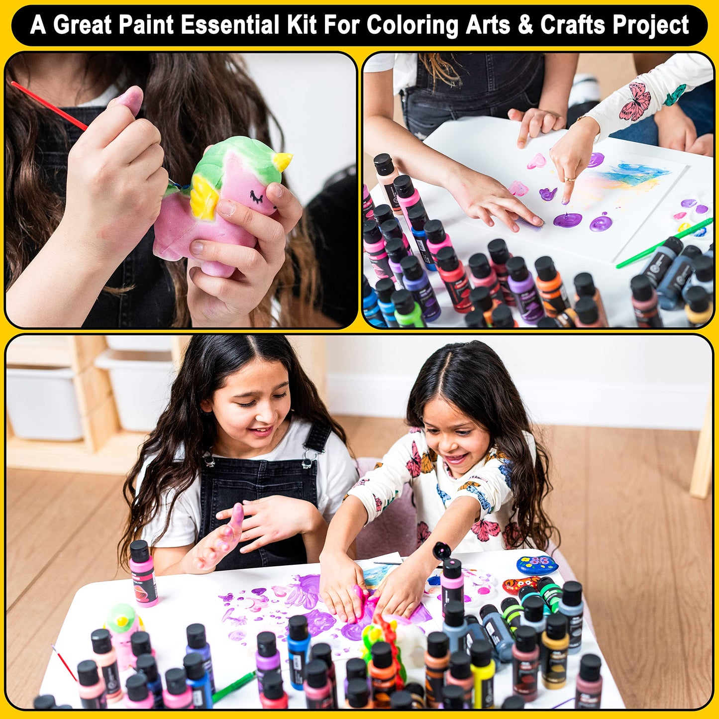 JOYIN Washable Tempera Paint Set for Kids – 42 Colors, 15 Brushes, 4 Palettes, Non-Toxic & Washable